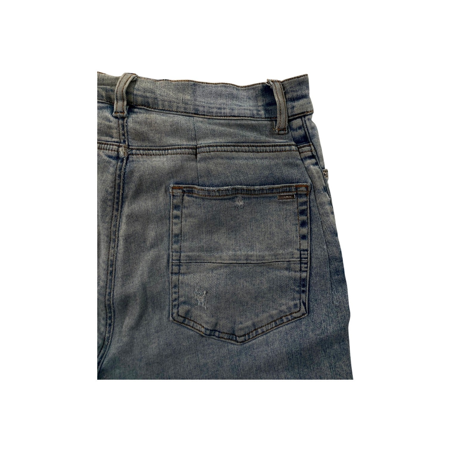 Amiri "MX1" Iridescent Patch Light Wash Jeans