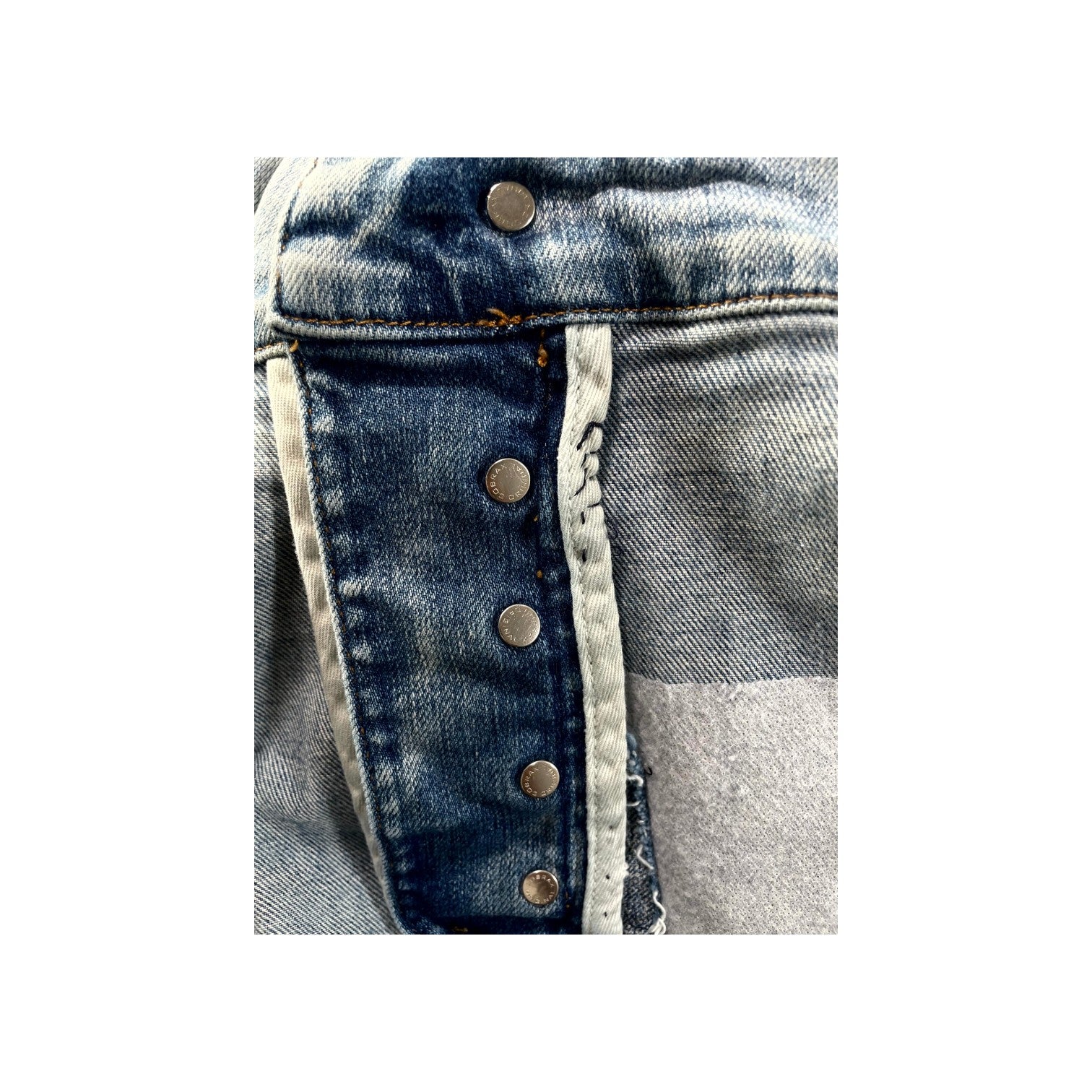 Amiri "MX1" Iridescent Patch Light Wash Jeans