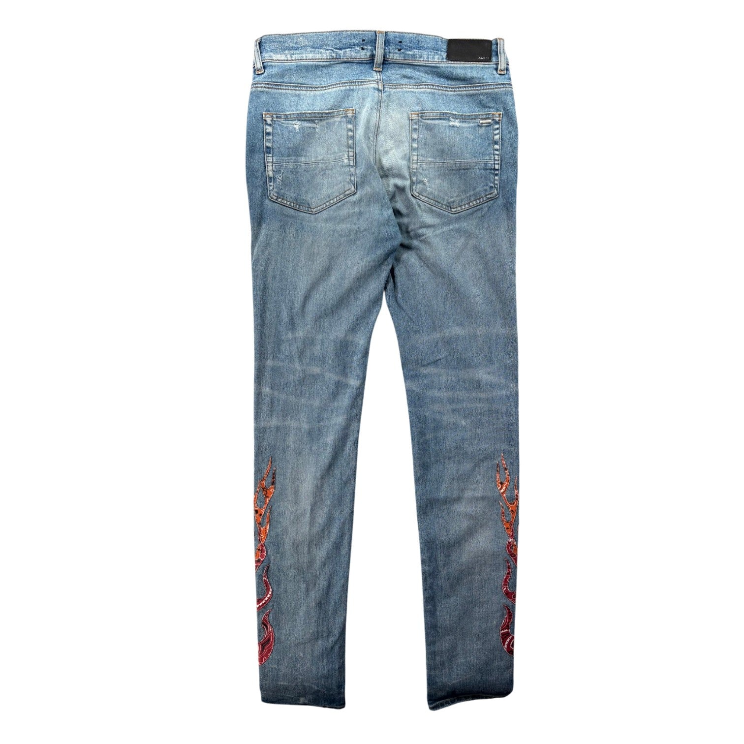 Amiri Bandana Flames Light Wash & Orange Jeans