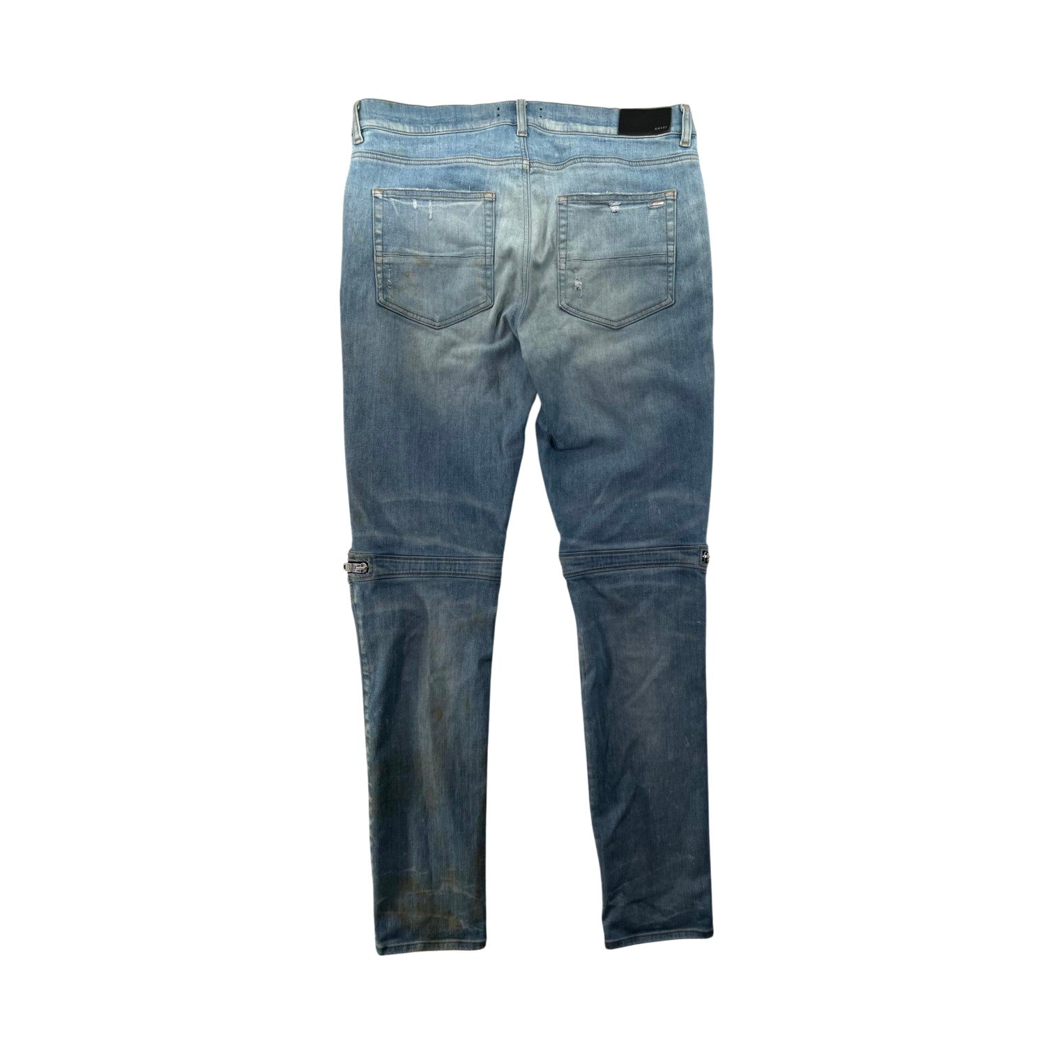 Amiri "MX2" Plaid Patch Light Wash, Blue & Orange Jeans