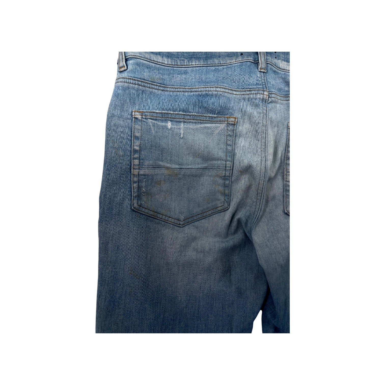 Amiri "MX2" Plaid Patch Light Wash, Blue & Orange Jeans