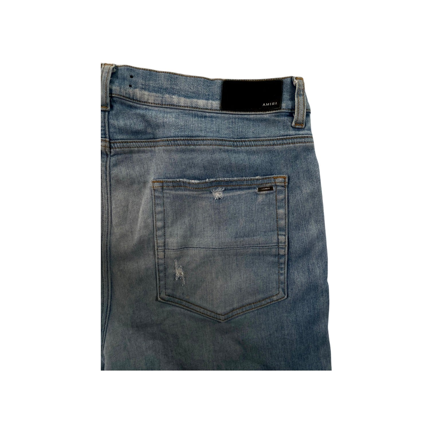 Amiri "MX2" Plaid Patch Light Wash, Blue & Orange Jeans