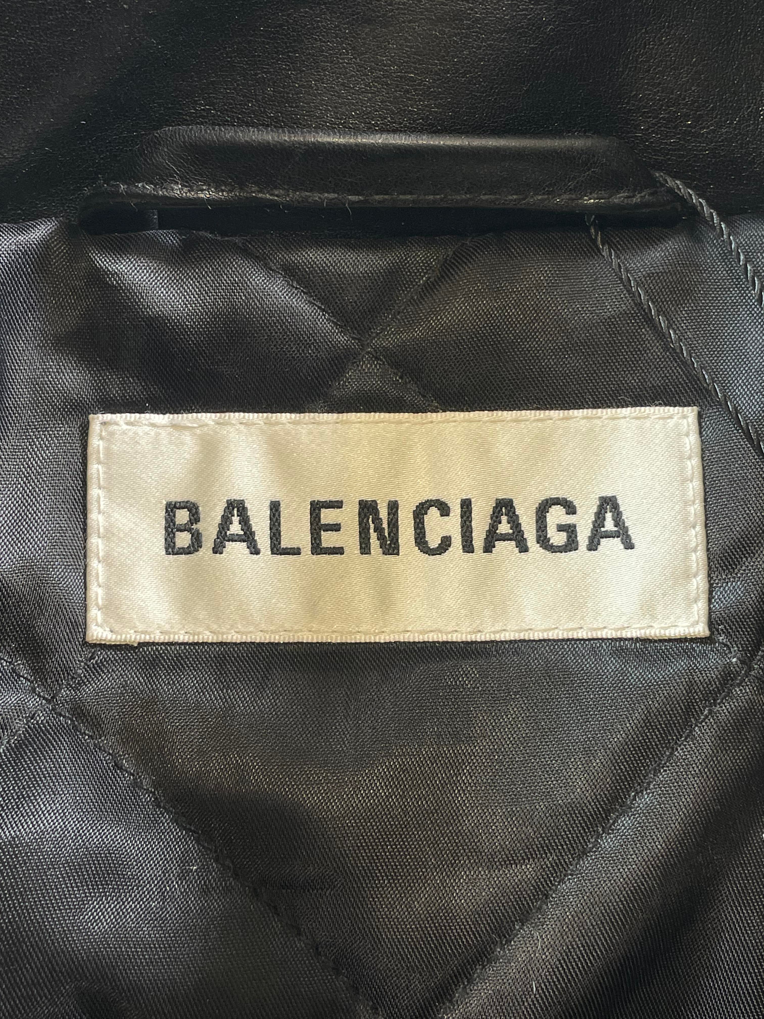 Balenciaga Interlock Gold Logo Biker Leather Bomber Jacket