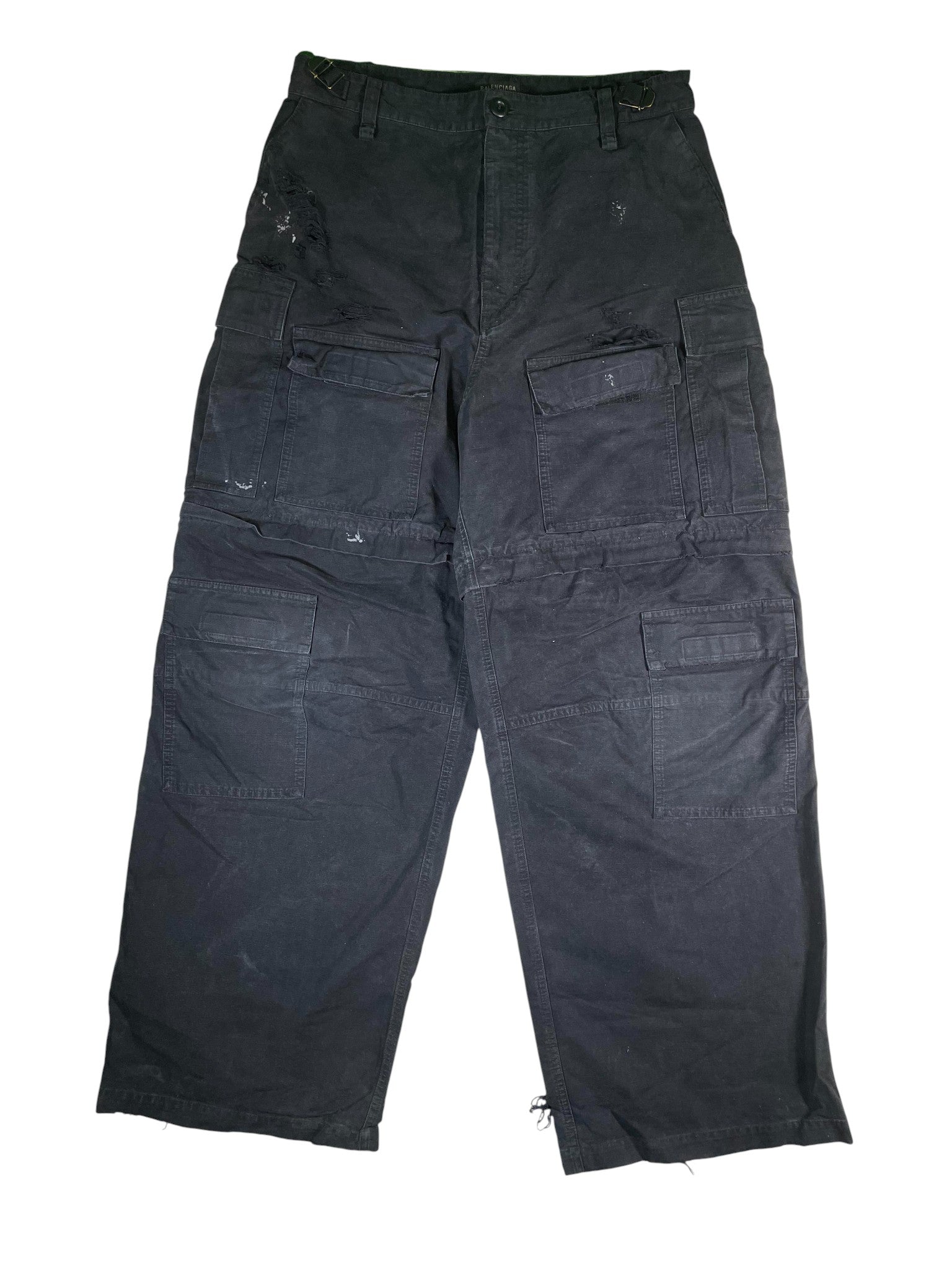 Balenciaga Distressed Black Cargos