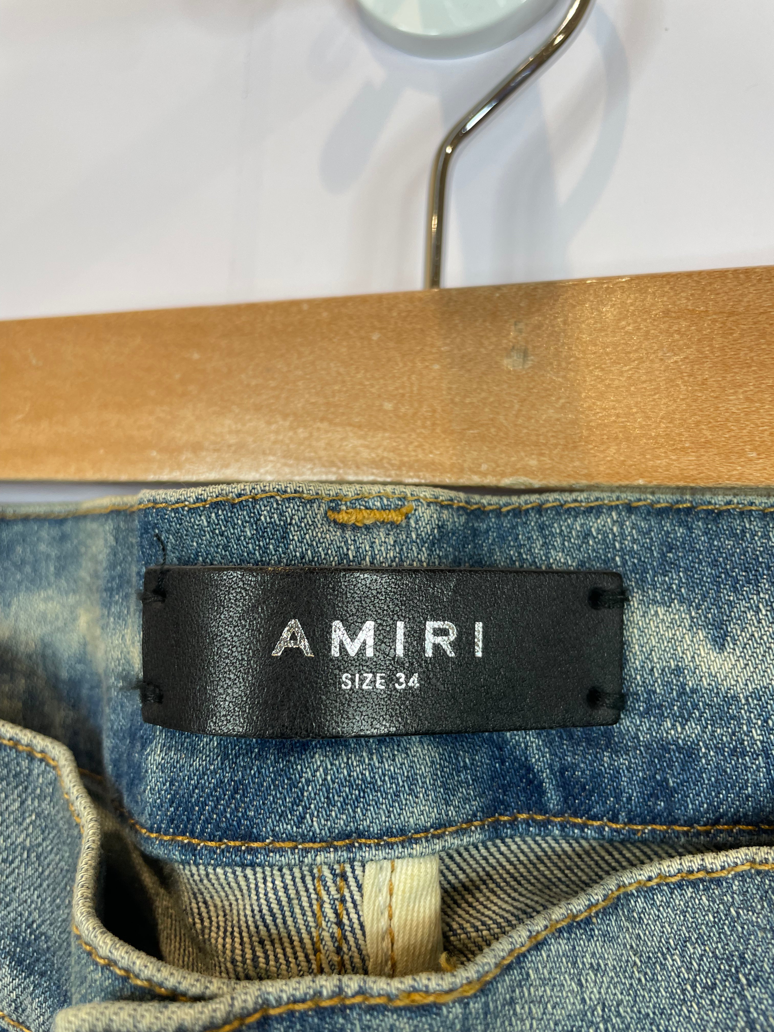 Amiri MX2 Light Wash Yellow Patch Used 34