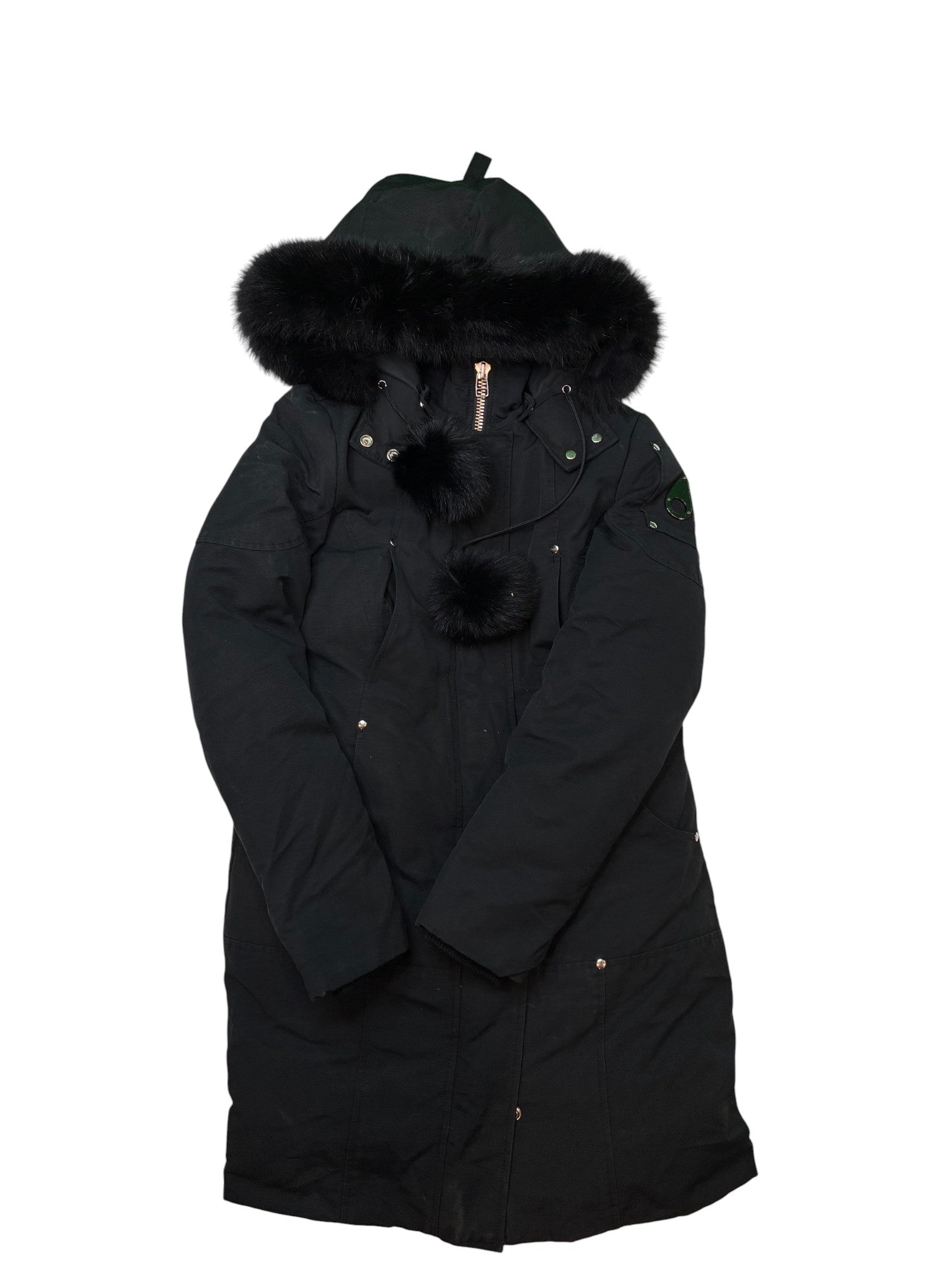 Moose Knuckles Black Women's Pom Pom Long Parka Jacket