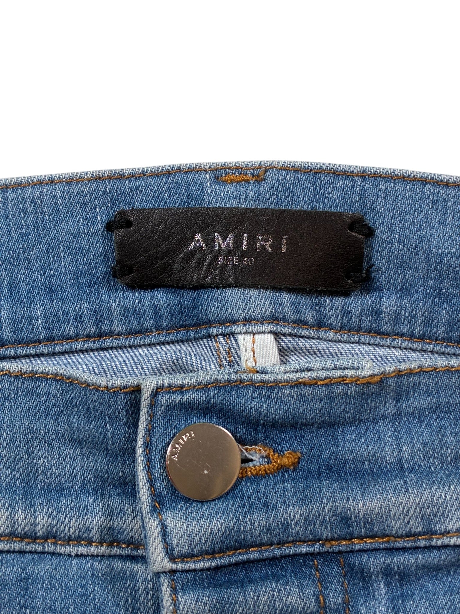 Amiri MX1 Aloha Light Wash Patch Jeans