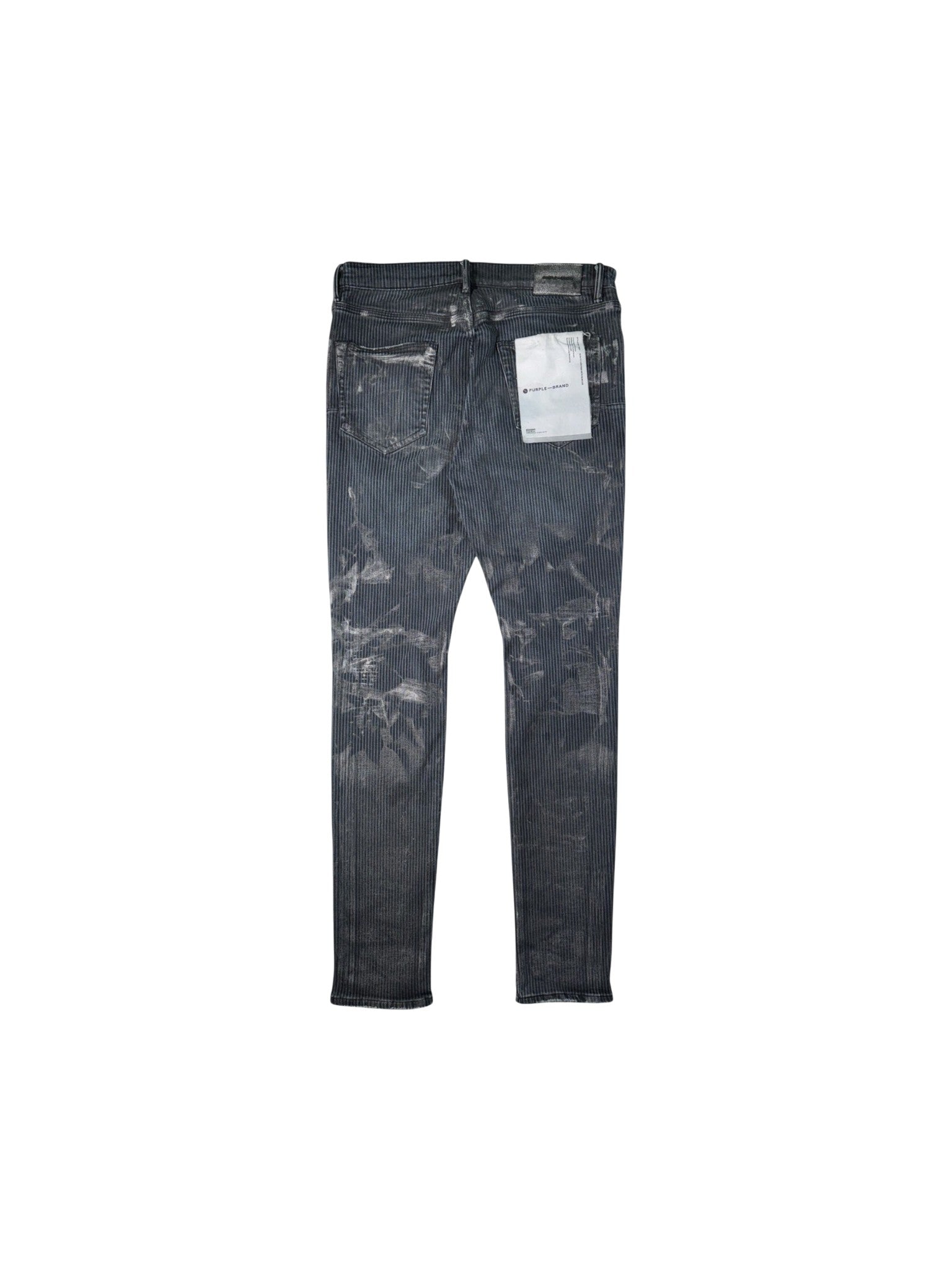 Purple Brand Pinstripe Splatter Black Jeans