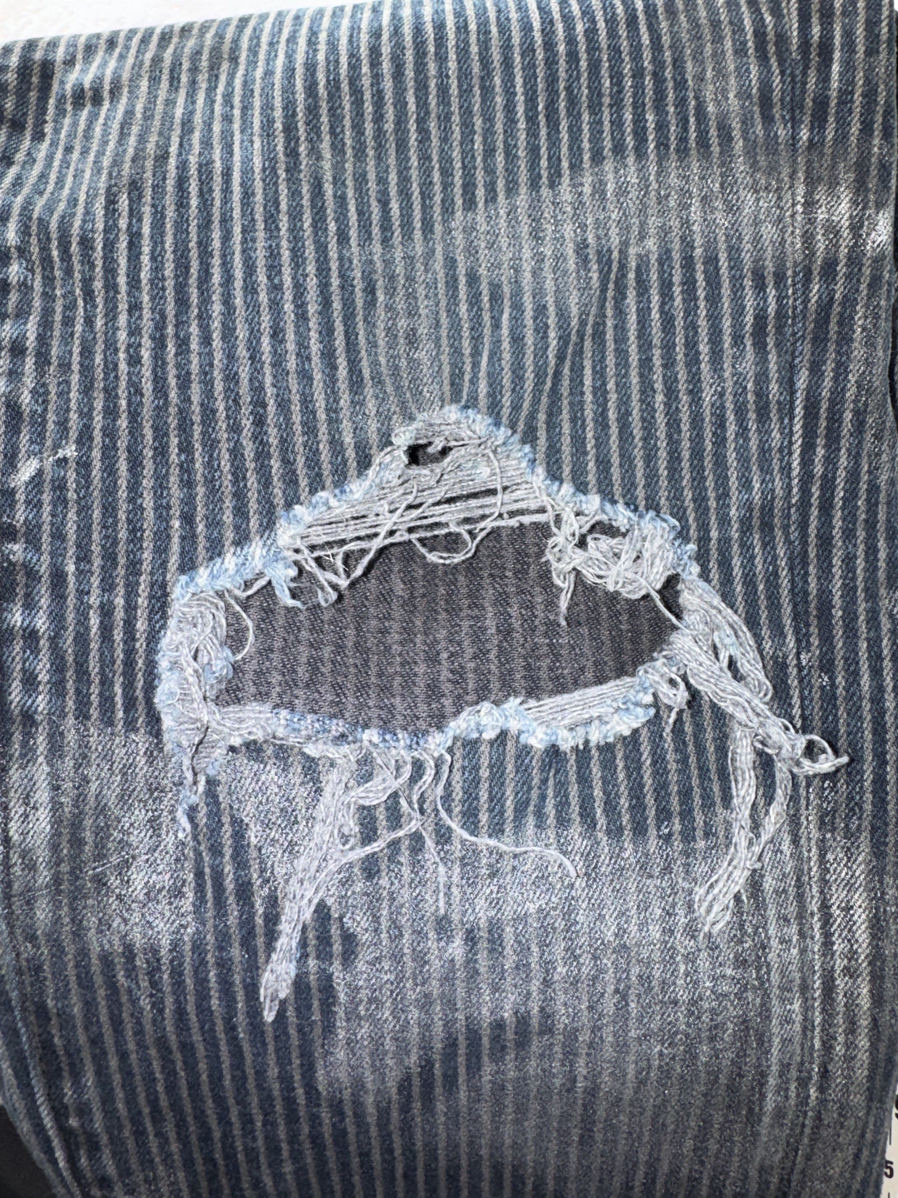 Purple Brand Pinstripe Splatter Black Jeans