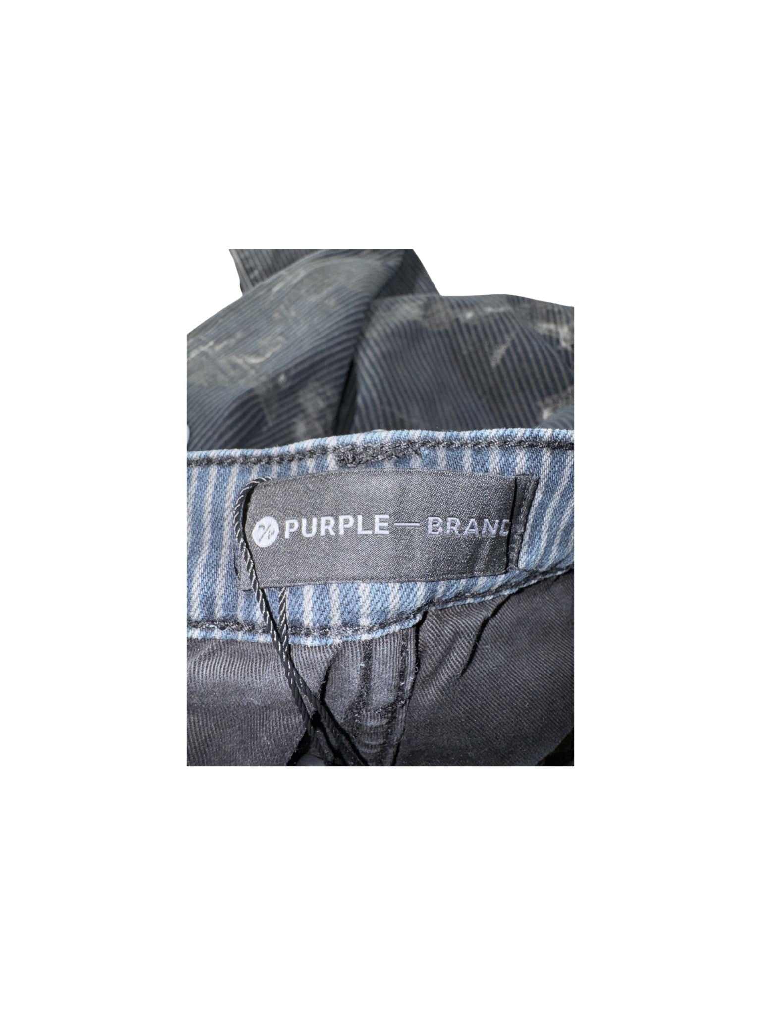 Purple Brand Pinstripe Splatter Black Jeans