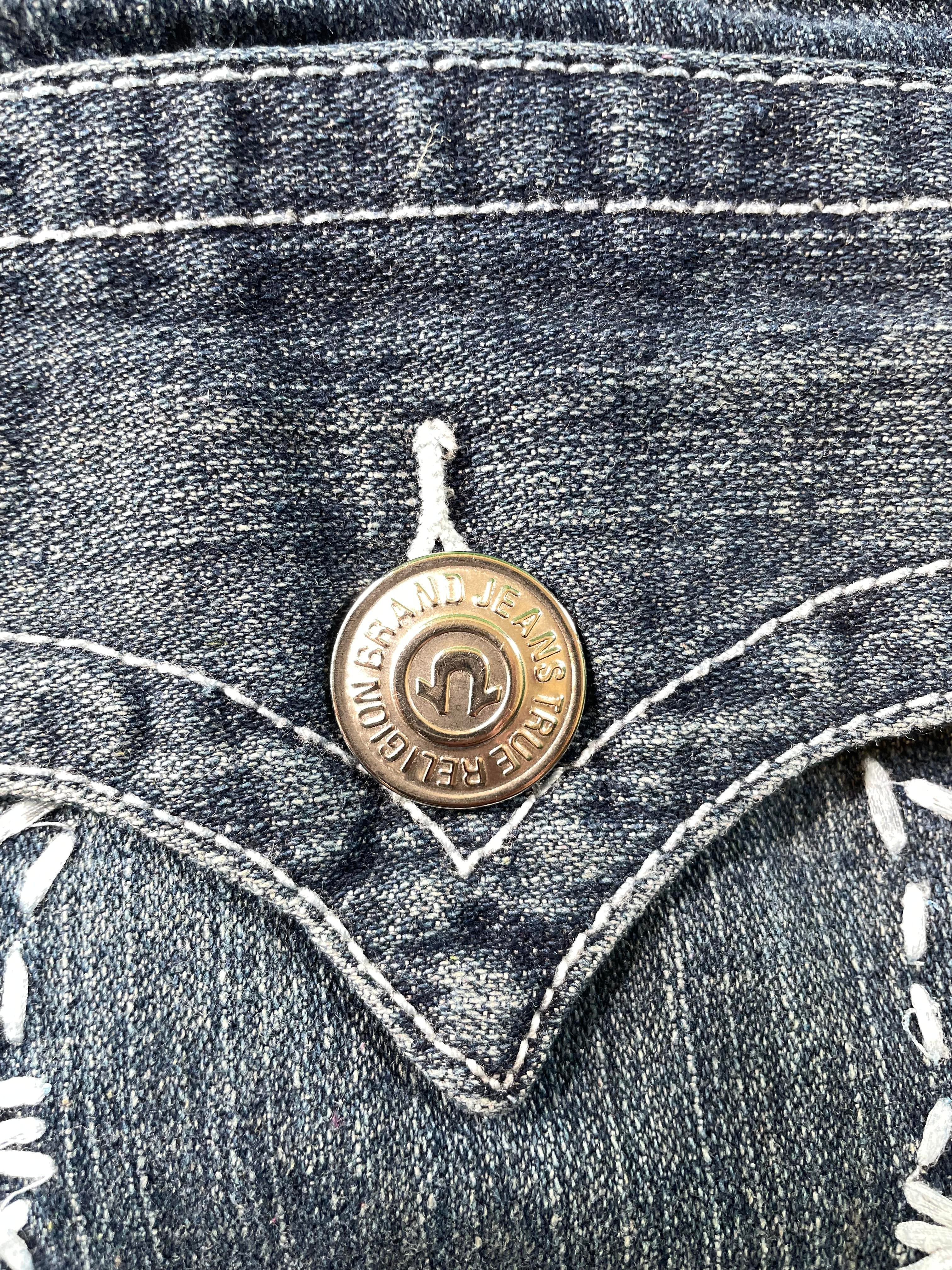 True Religion Back Pocket Logo  Dark Wash Jeans