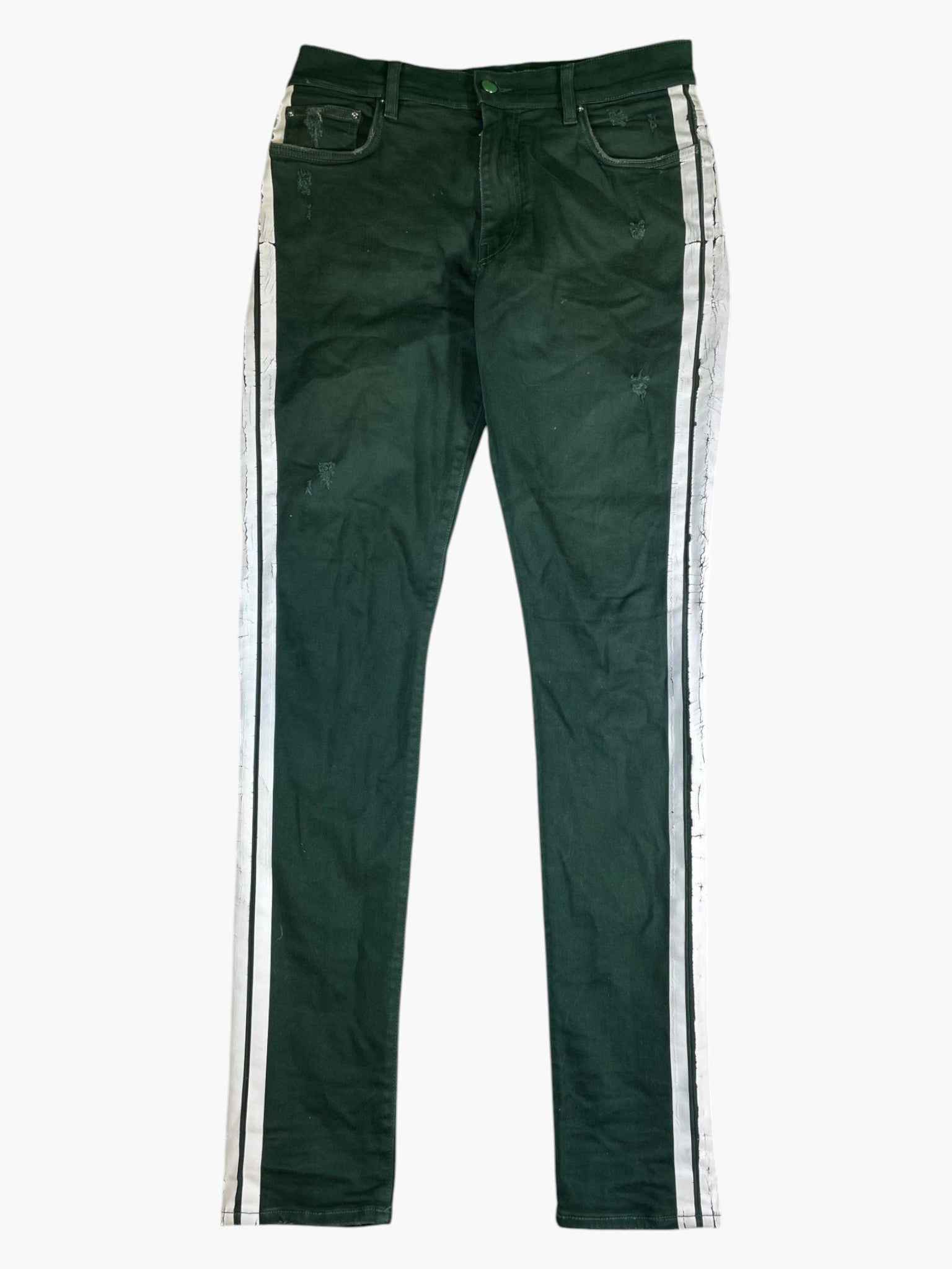 Amiri Stripe Green & White Jeans