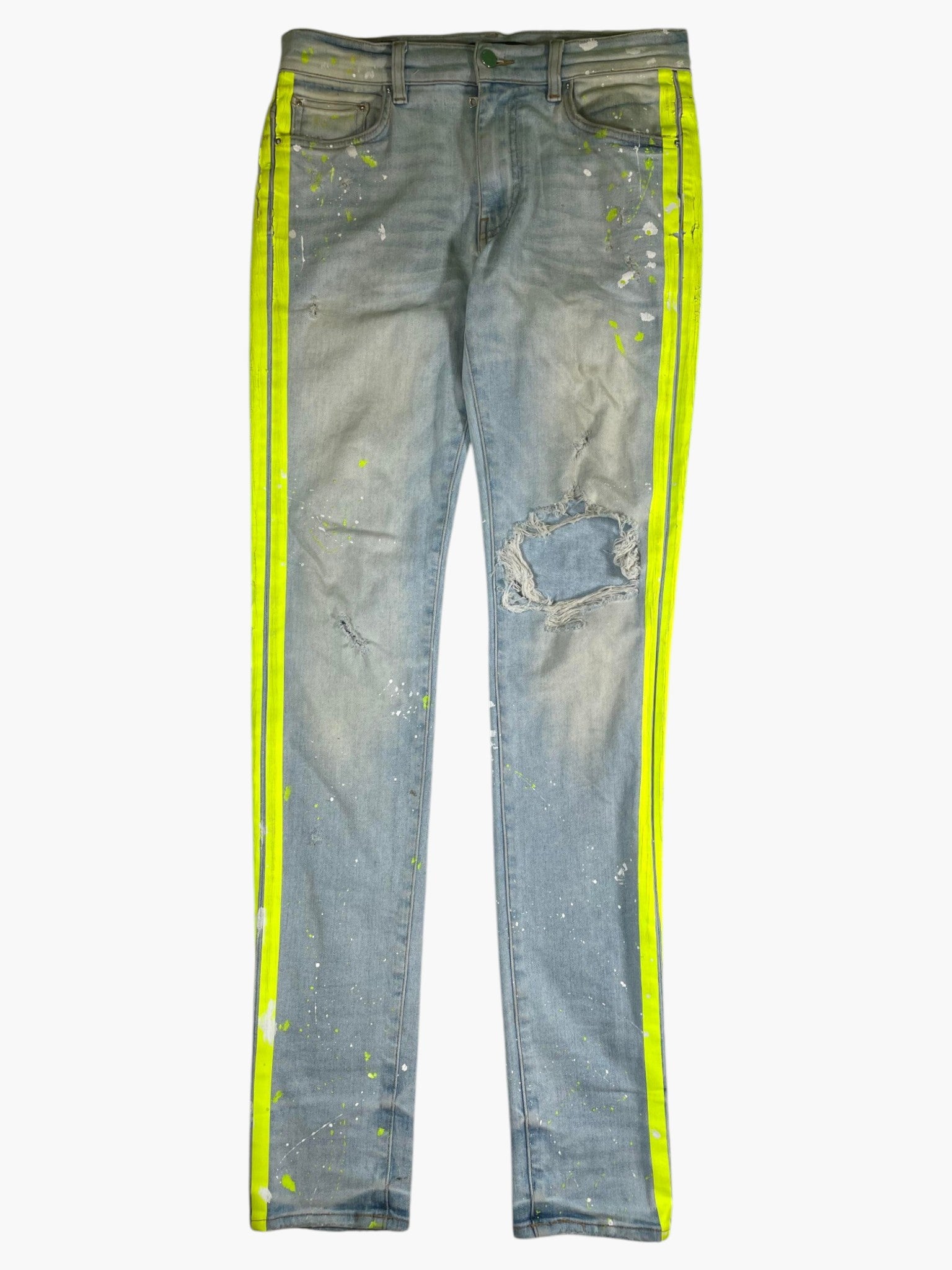 Amiri Splatter Stripe Light Wash & Neon Jeans