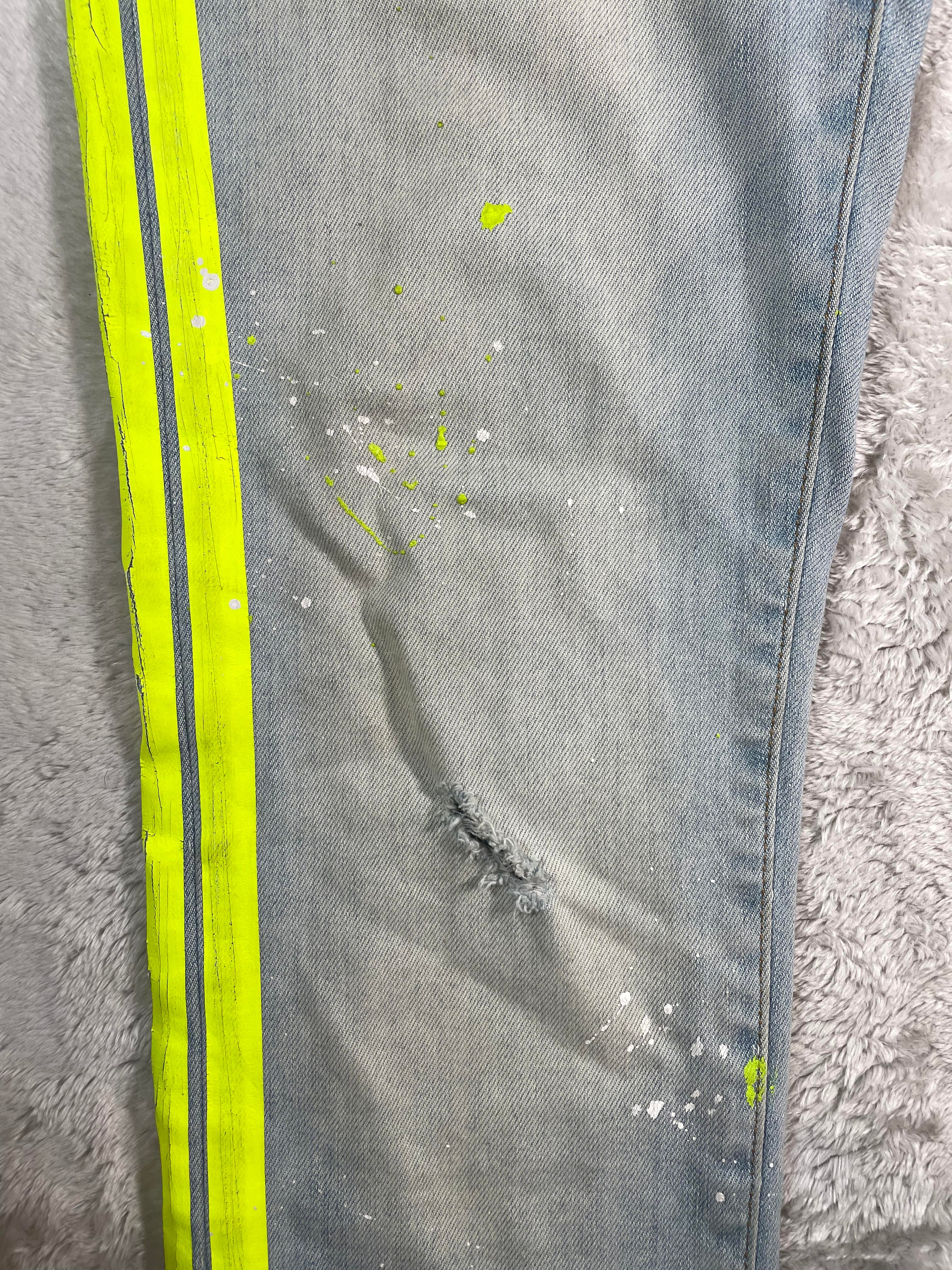 Amiri Splatter Stripe Light Wash & Neon Jeans