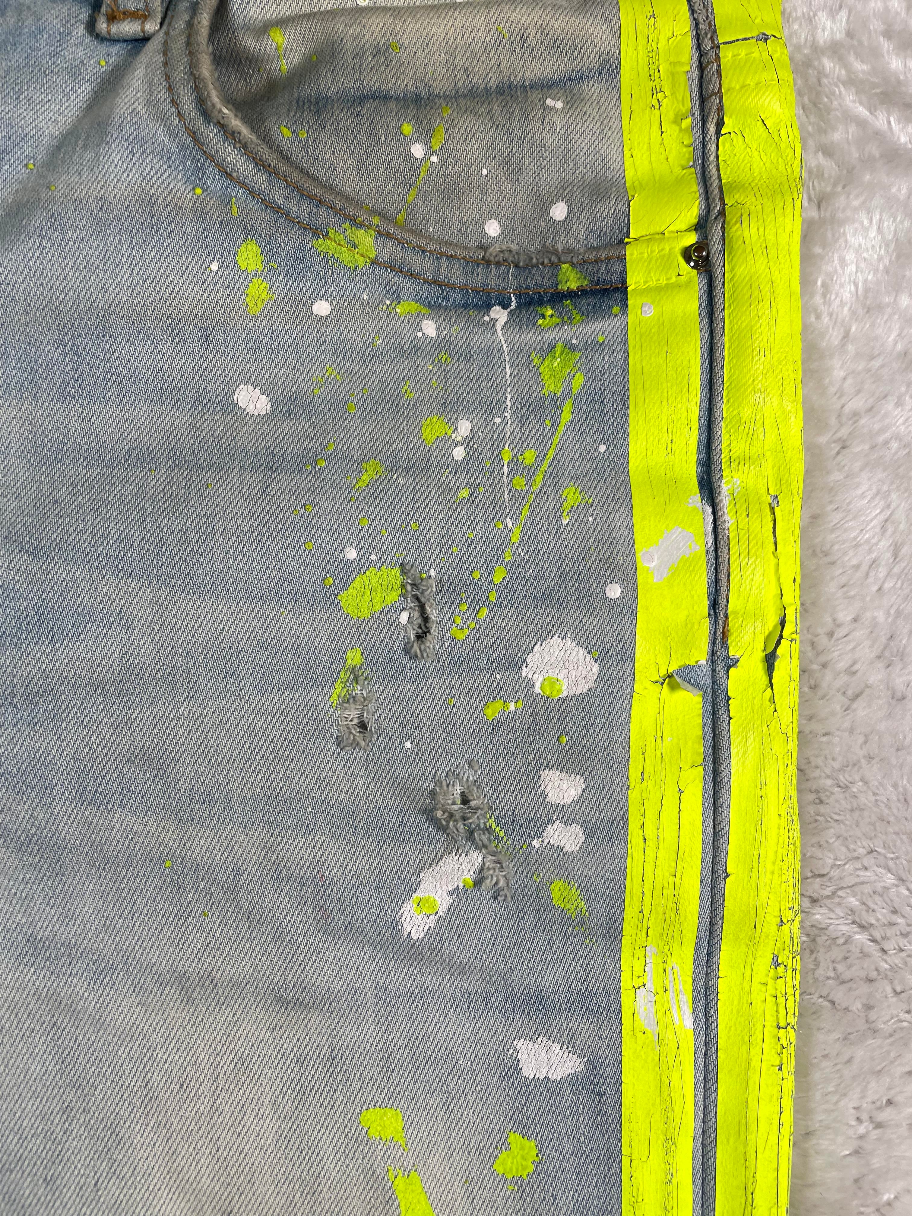 Amiri Splatter Stripe Light Wash & Neon Jeans