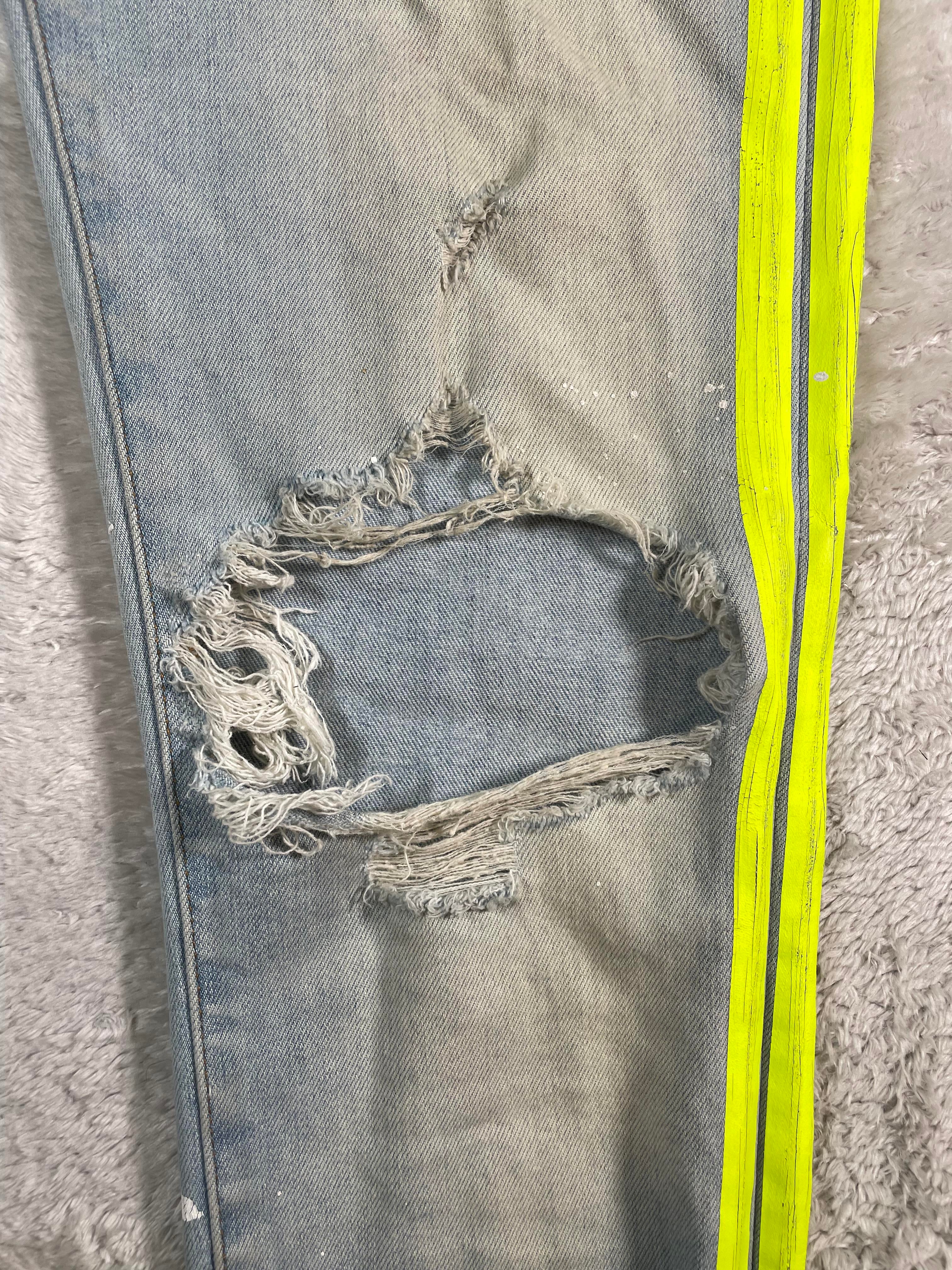 Amiri Splatter Stripe Light Wash & Neon Jeans