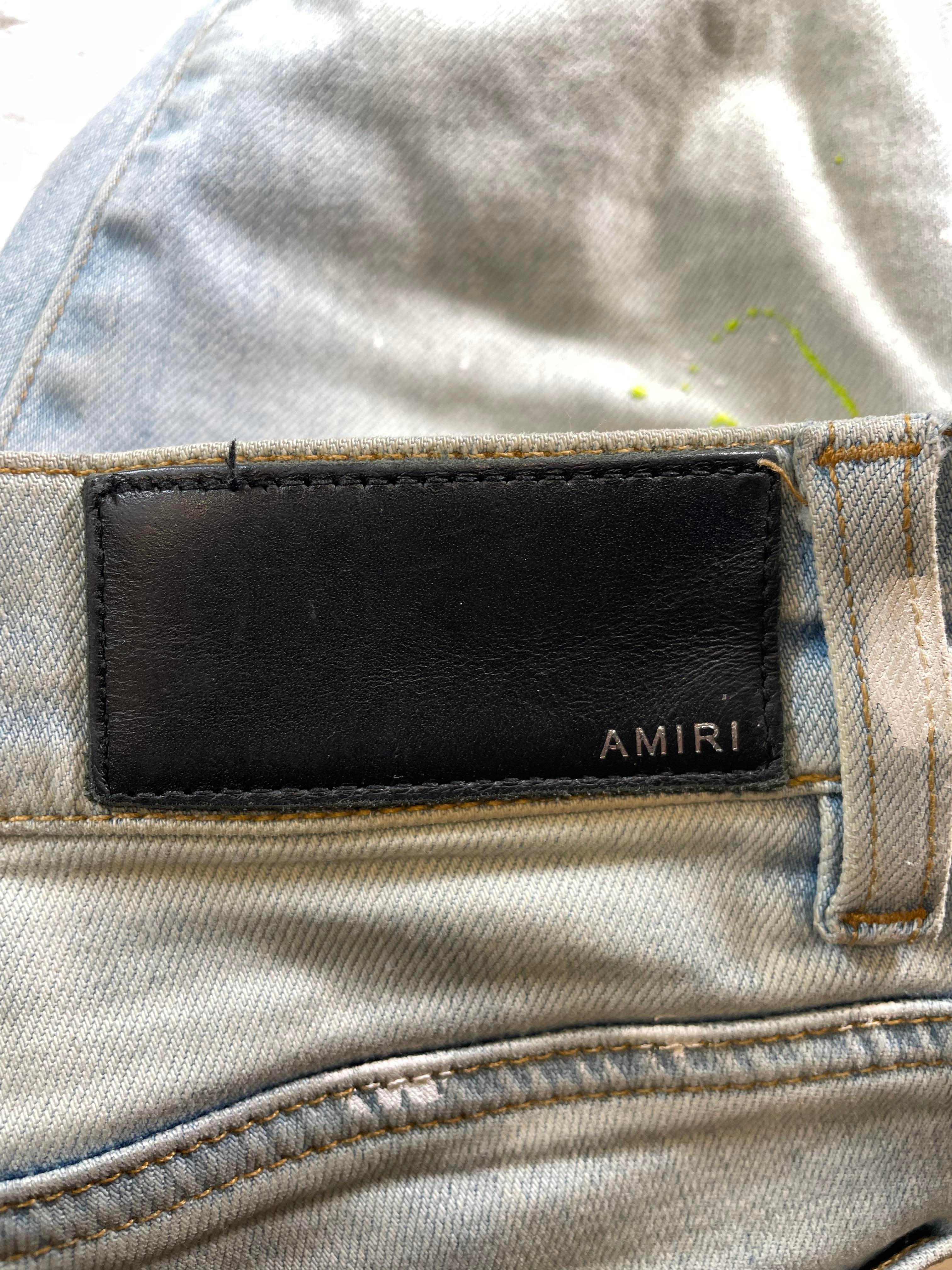 Amiri Splatter Stripe Light Wash & Neon Jeans