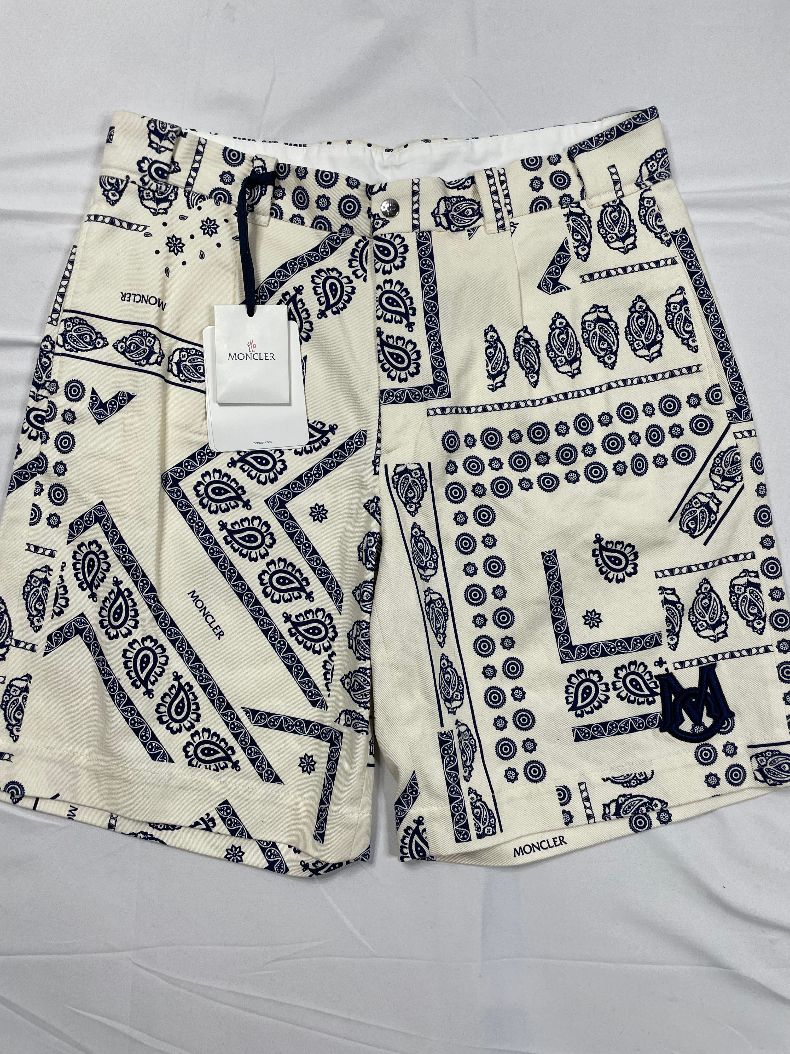 Moncler White & Navy Shorts