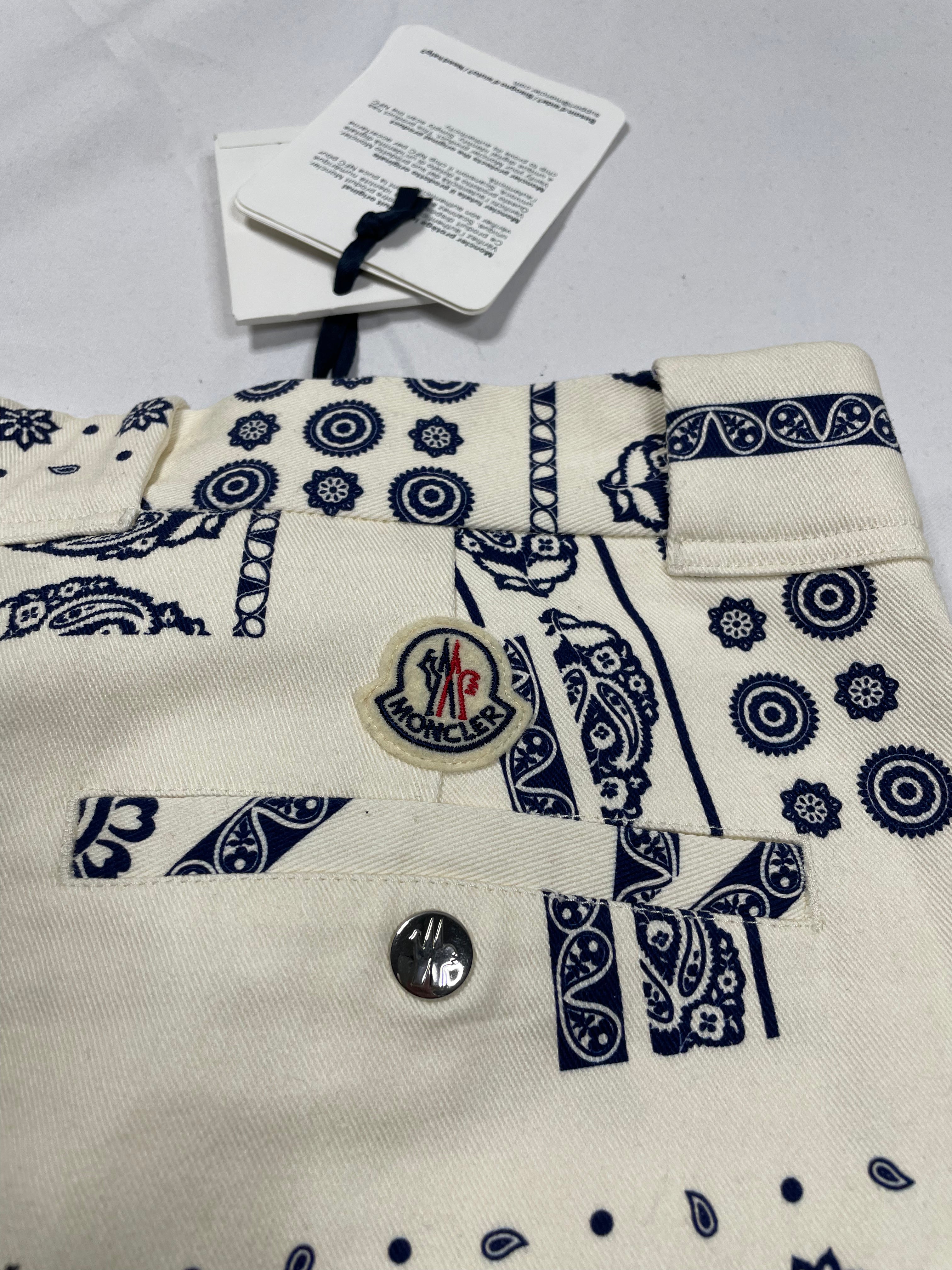 Moncler White & Navy Shorts