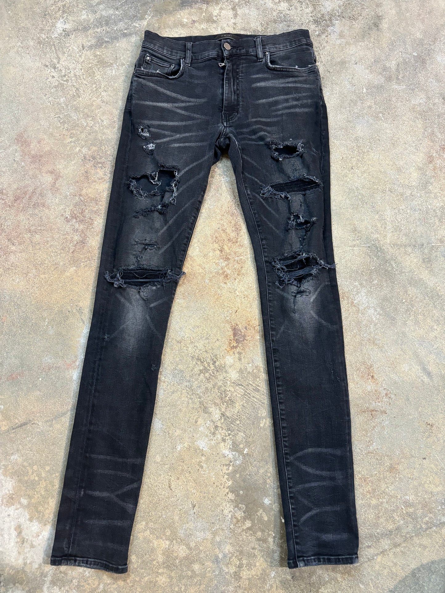 Amiri Jeans Black Wool Patch Used 31