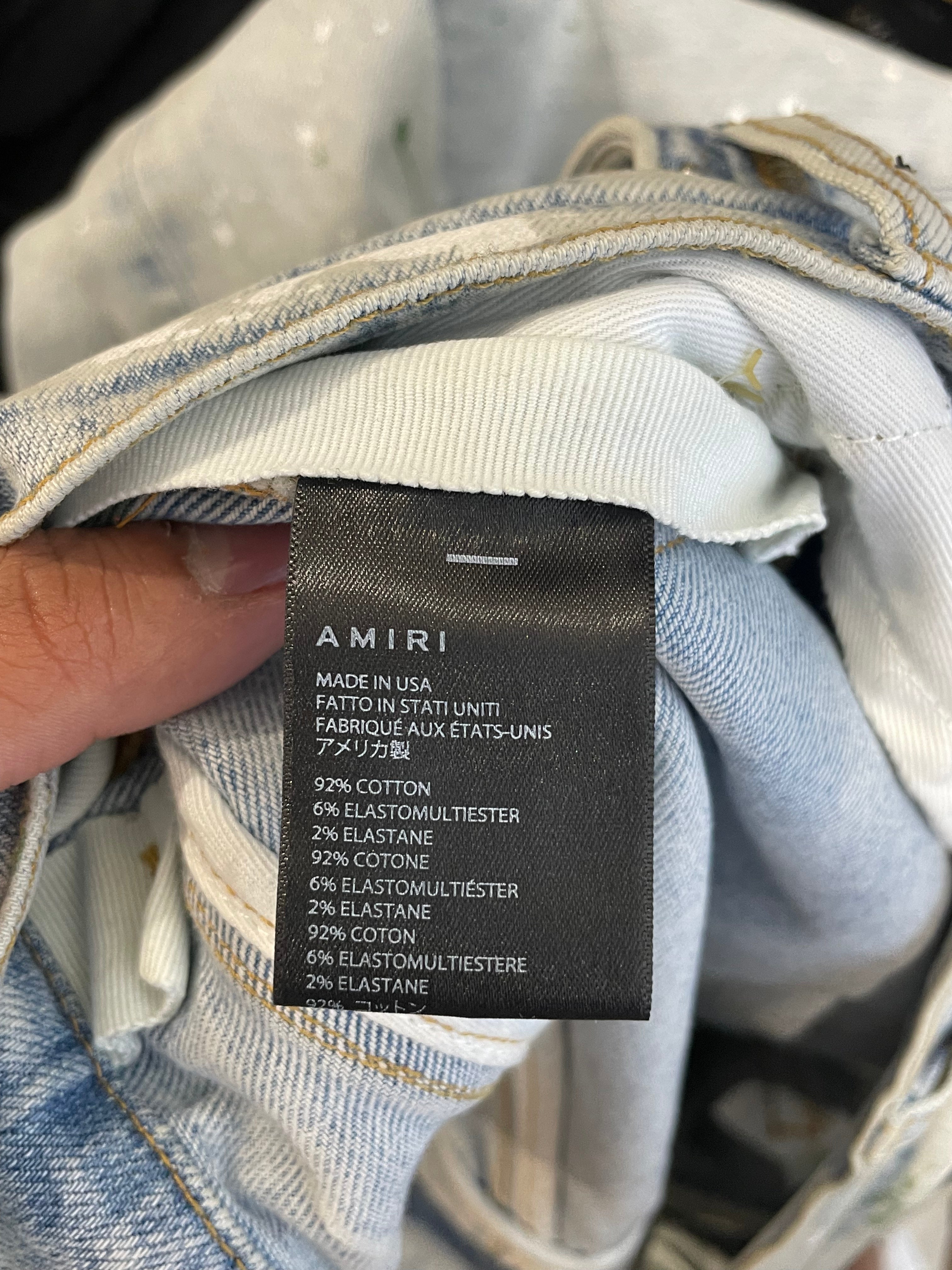 Amiri Jeans Light Wash Green Splatter Used 34