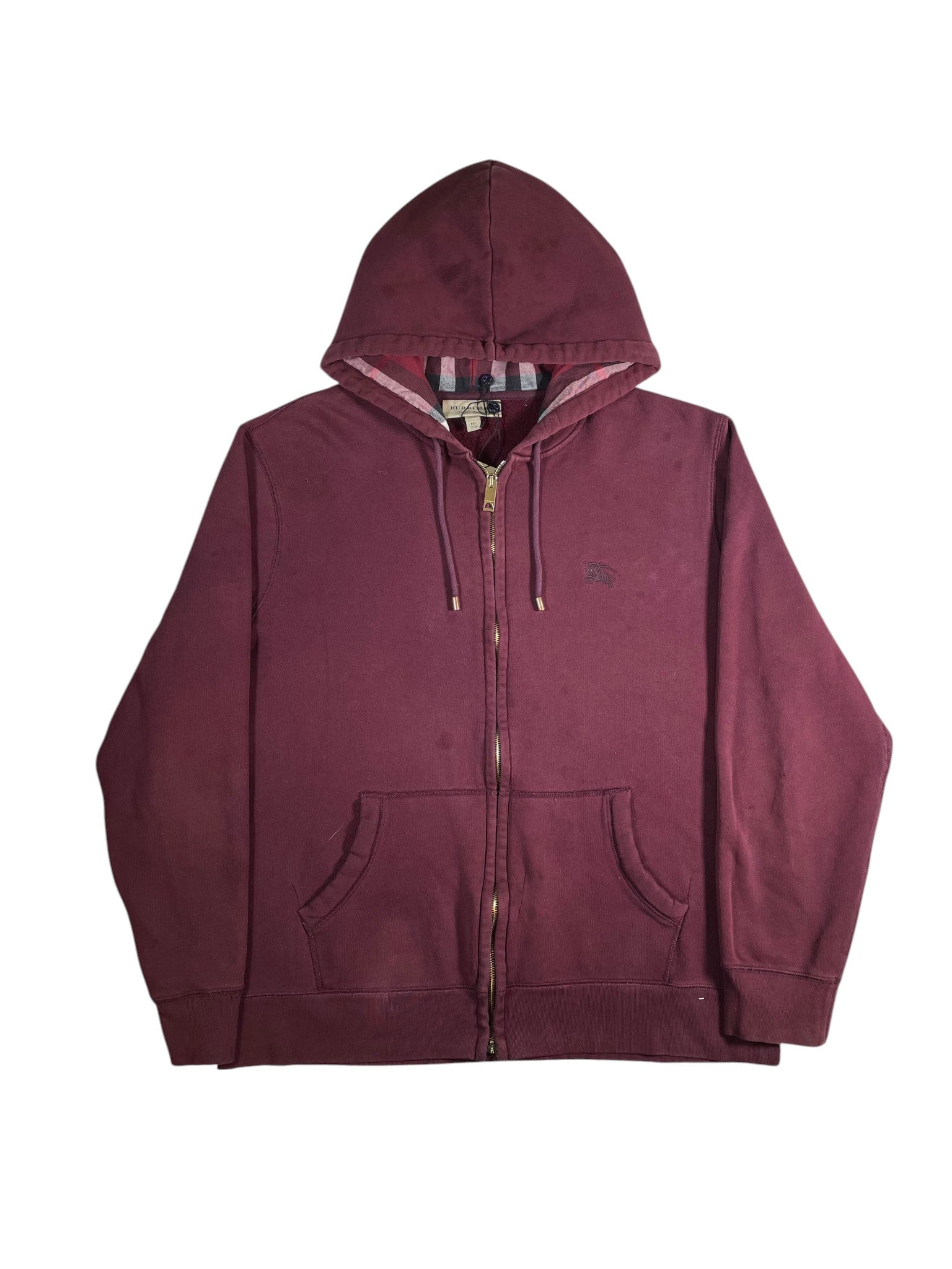 Burberry Monogram Hooded Maroon Zip Up Hoodie