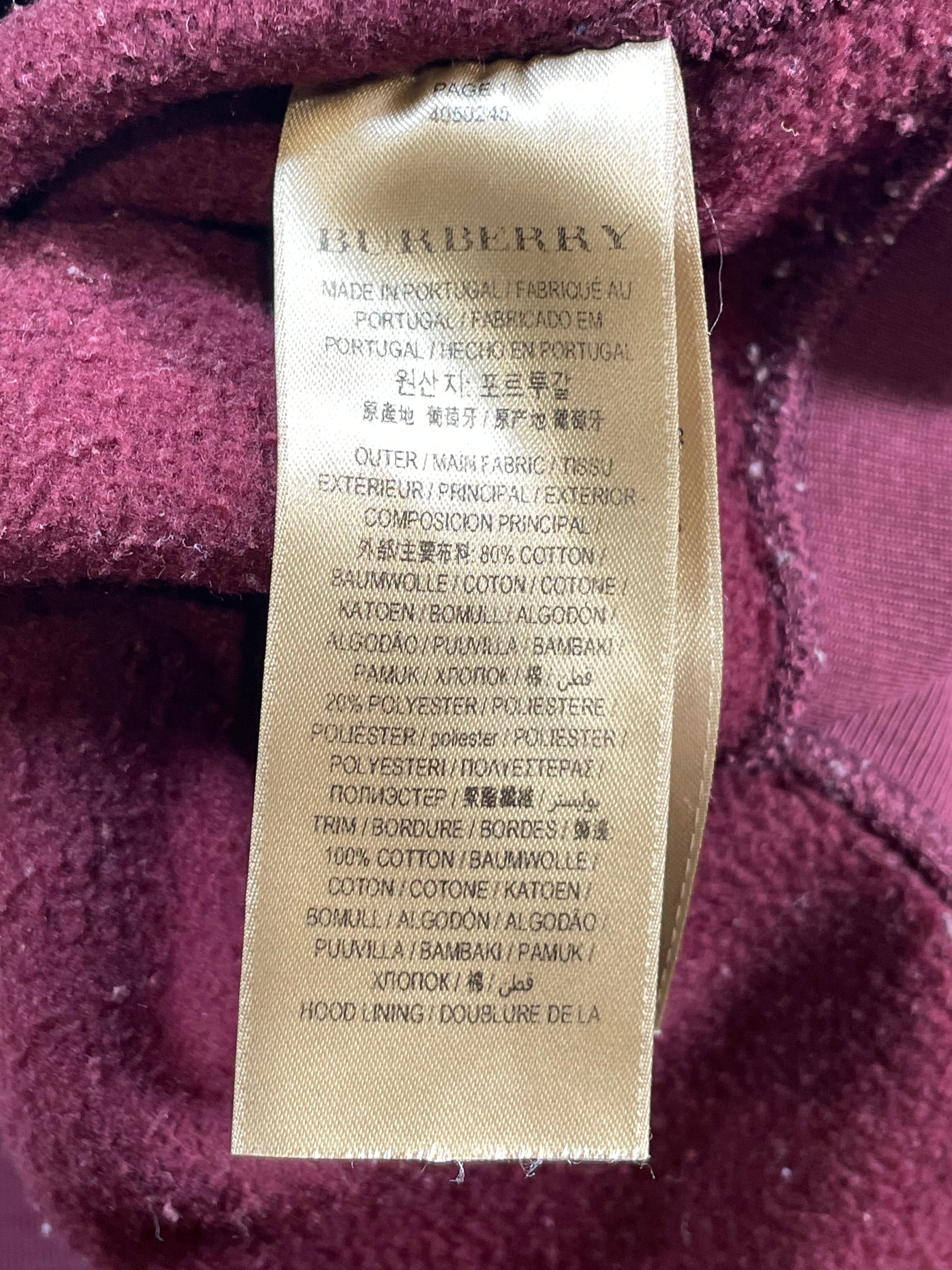 Burberry Monogram Hooded Maroon Zip Up Hoodie