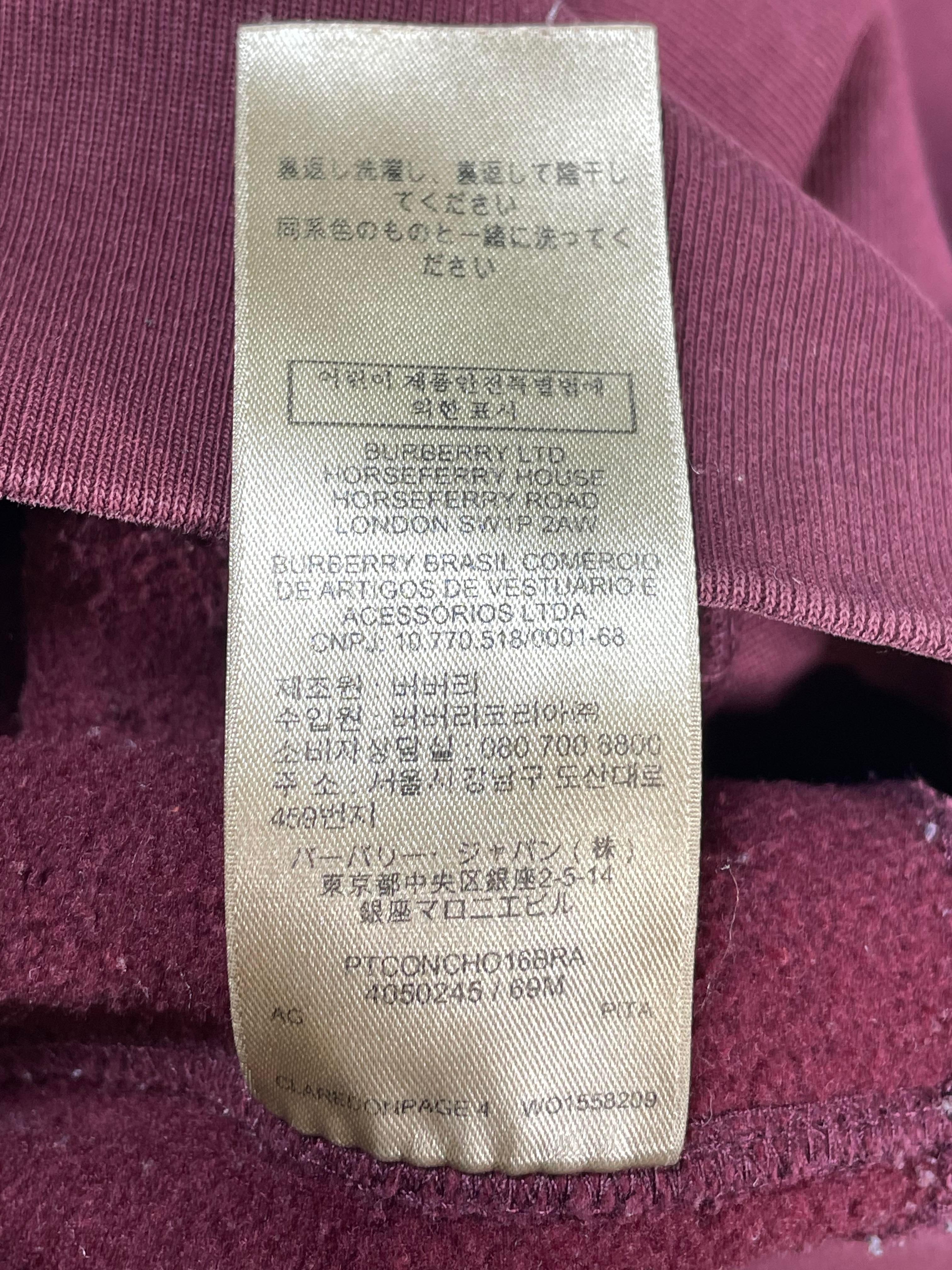 Burberry Monogram Hooded Maroon Zip Up Hoodie