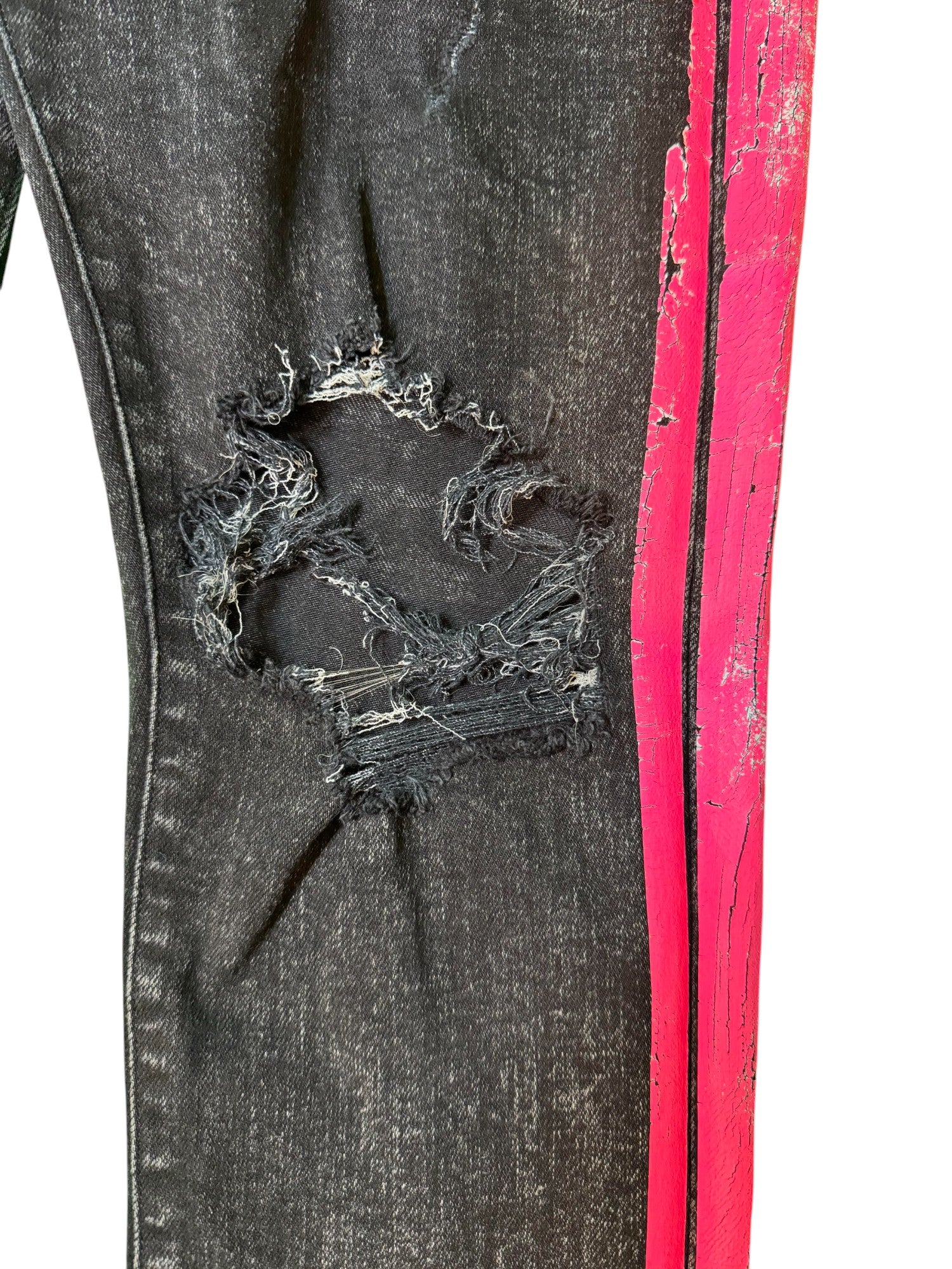 Amiri Pink Stripe Black Jeans