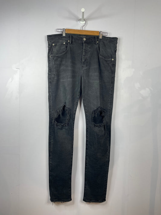 Purple Brand Knee Rip Black Jeans