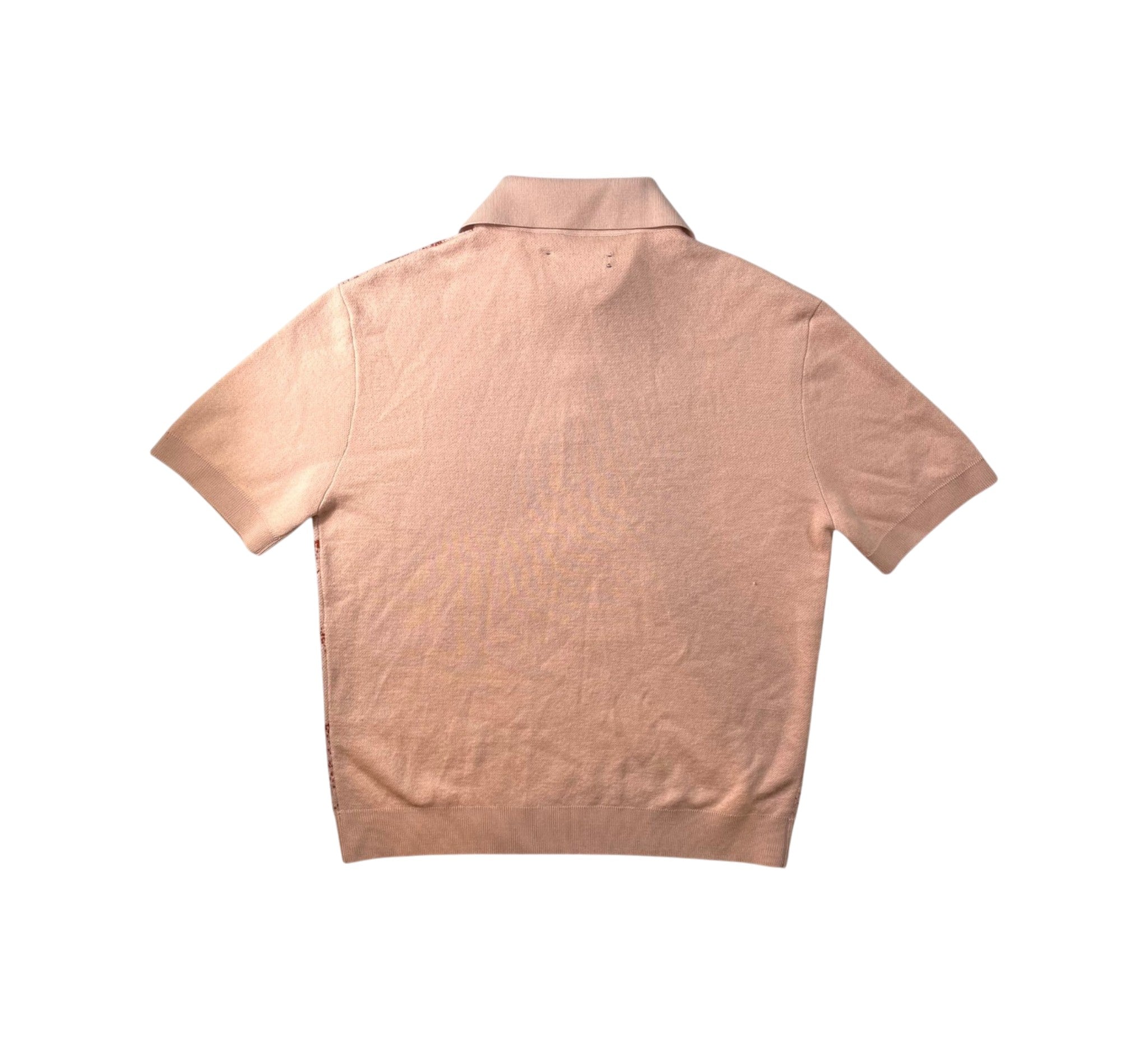 Amiri "Wavy Embellshed Seqiun" Blush Pink Polo Shirt