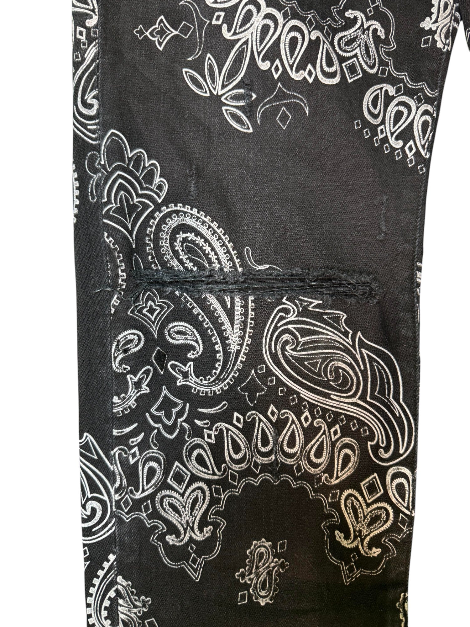 Amiri Stack Denim Paisley Black Jeans