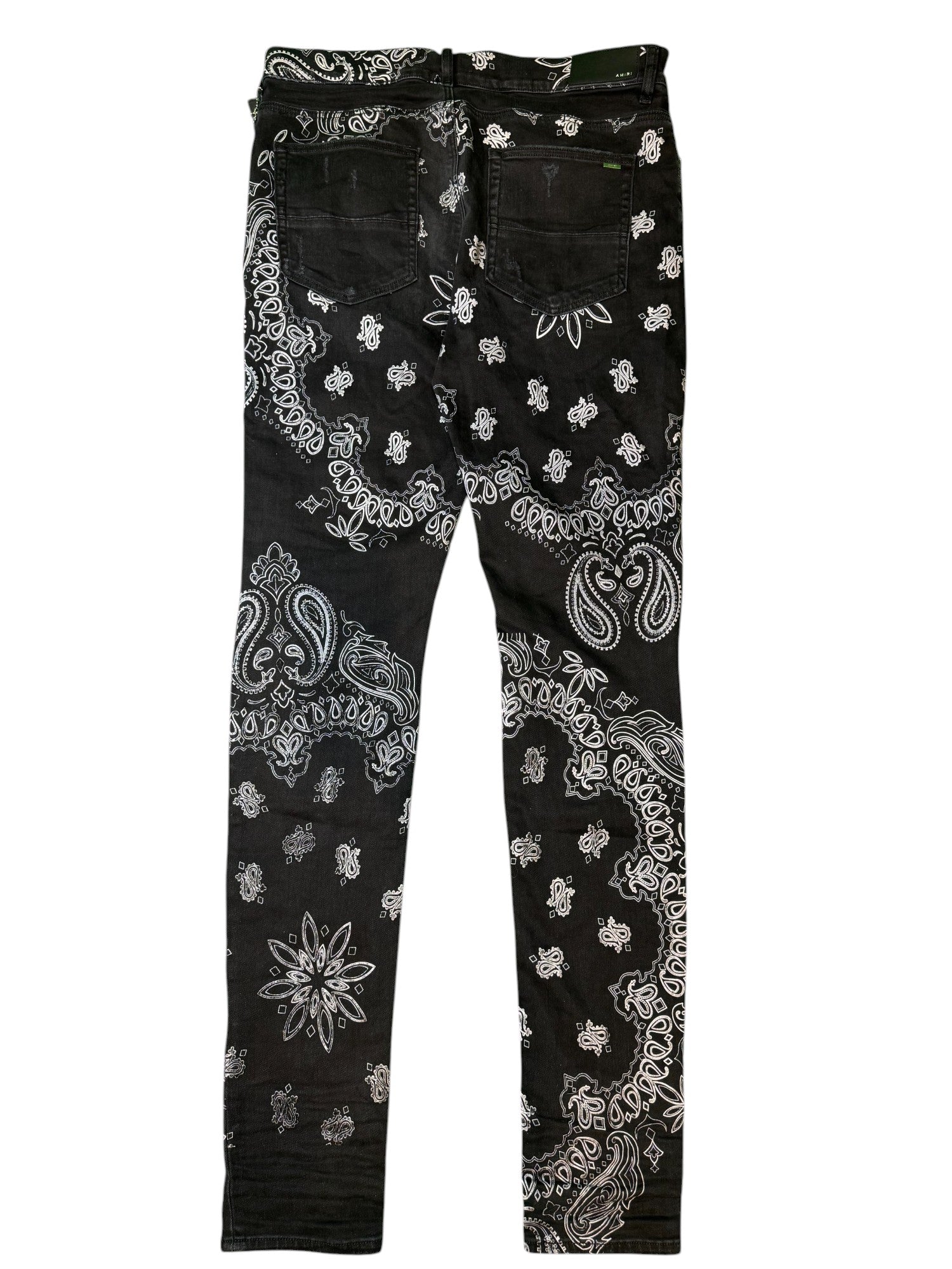 Amiri Stack Denim Paisley Black Jeans