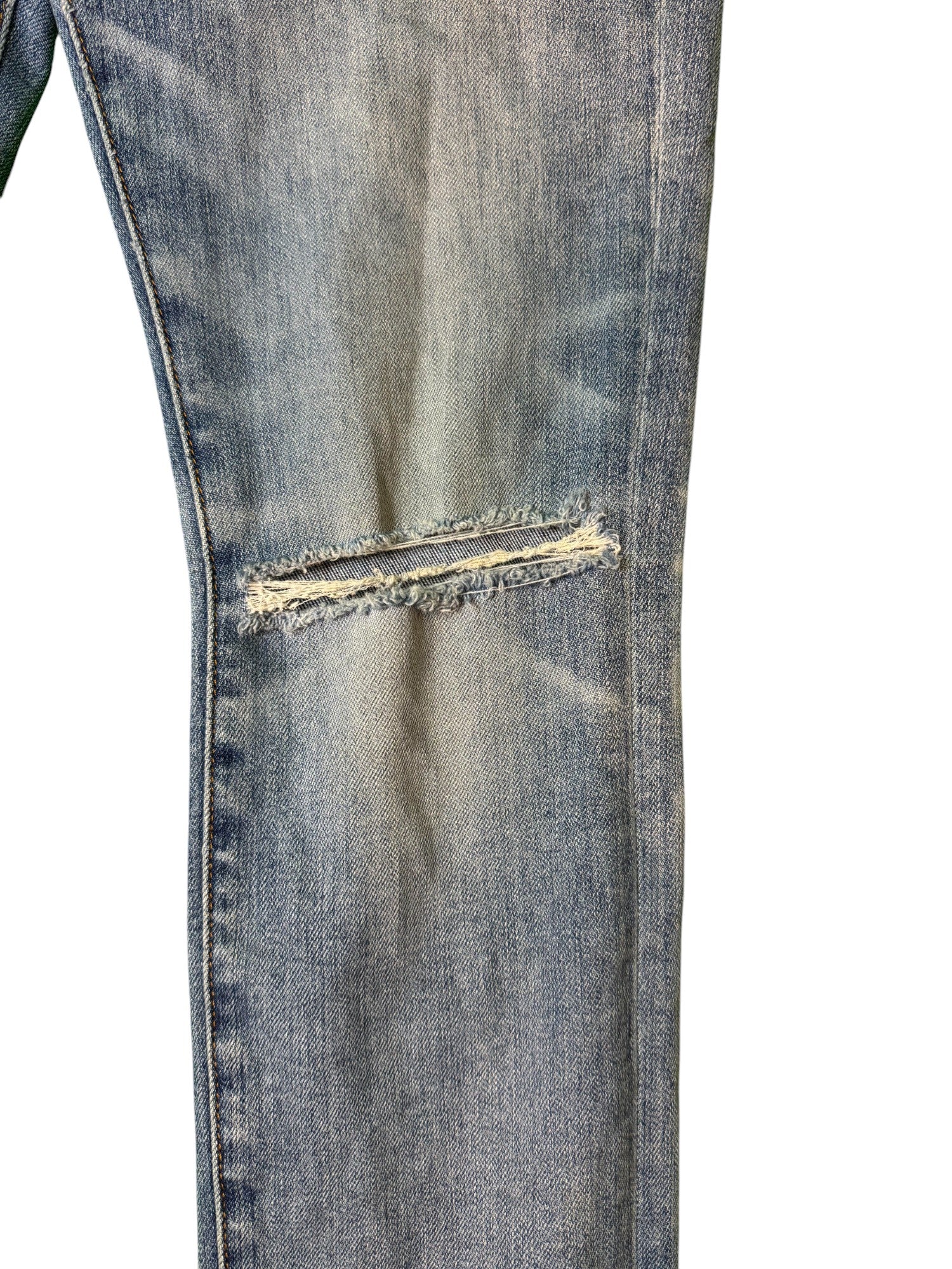 Amiri Knee Rip Light Wash Blue Jeans