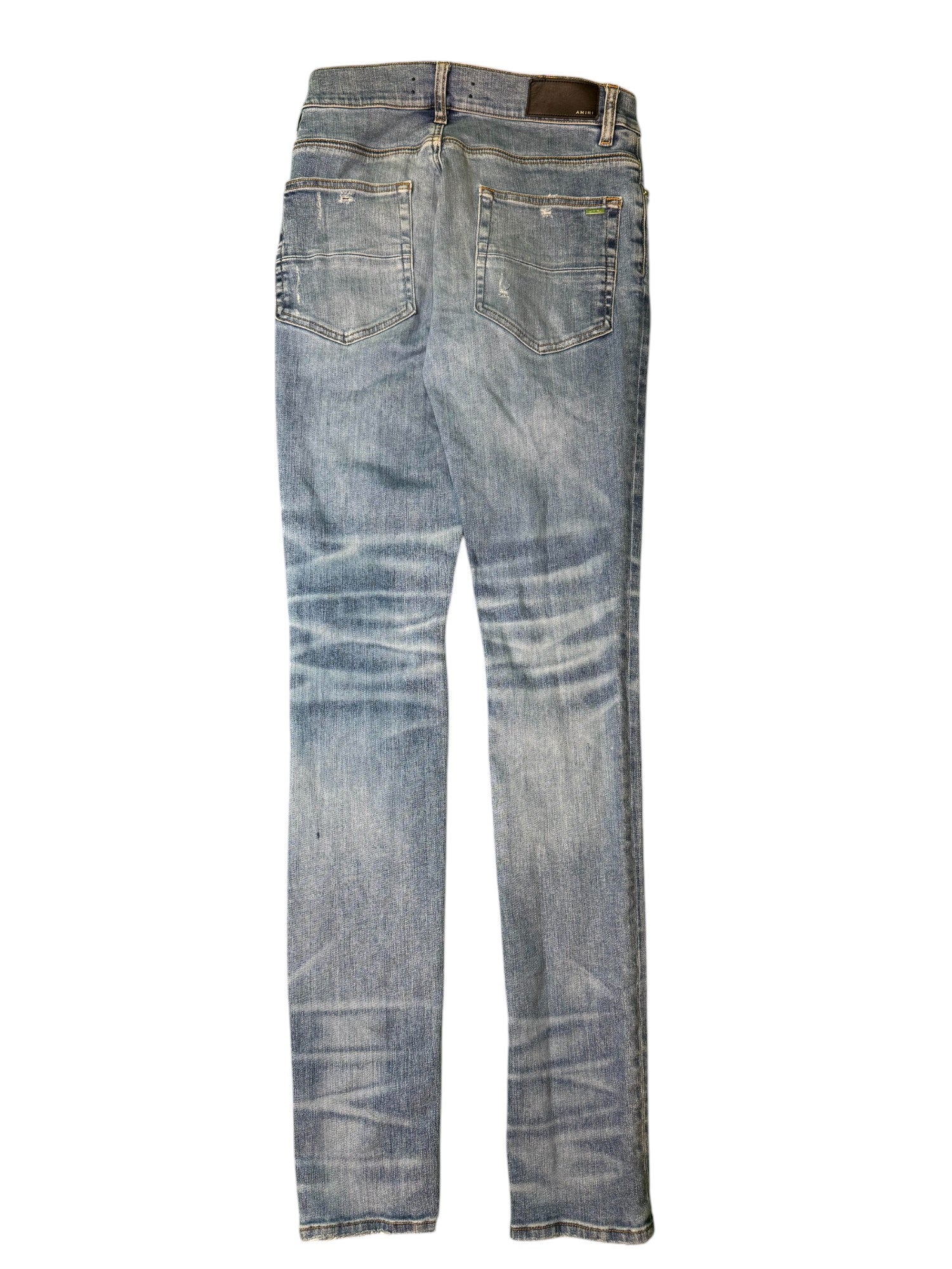 Amiri Knee Rip Light Wash Blue Jeans