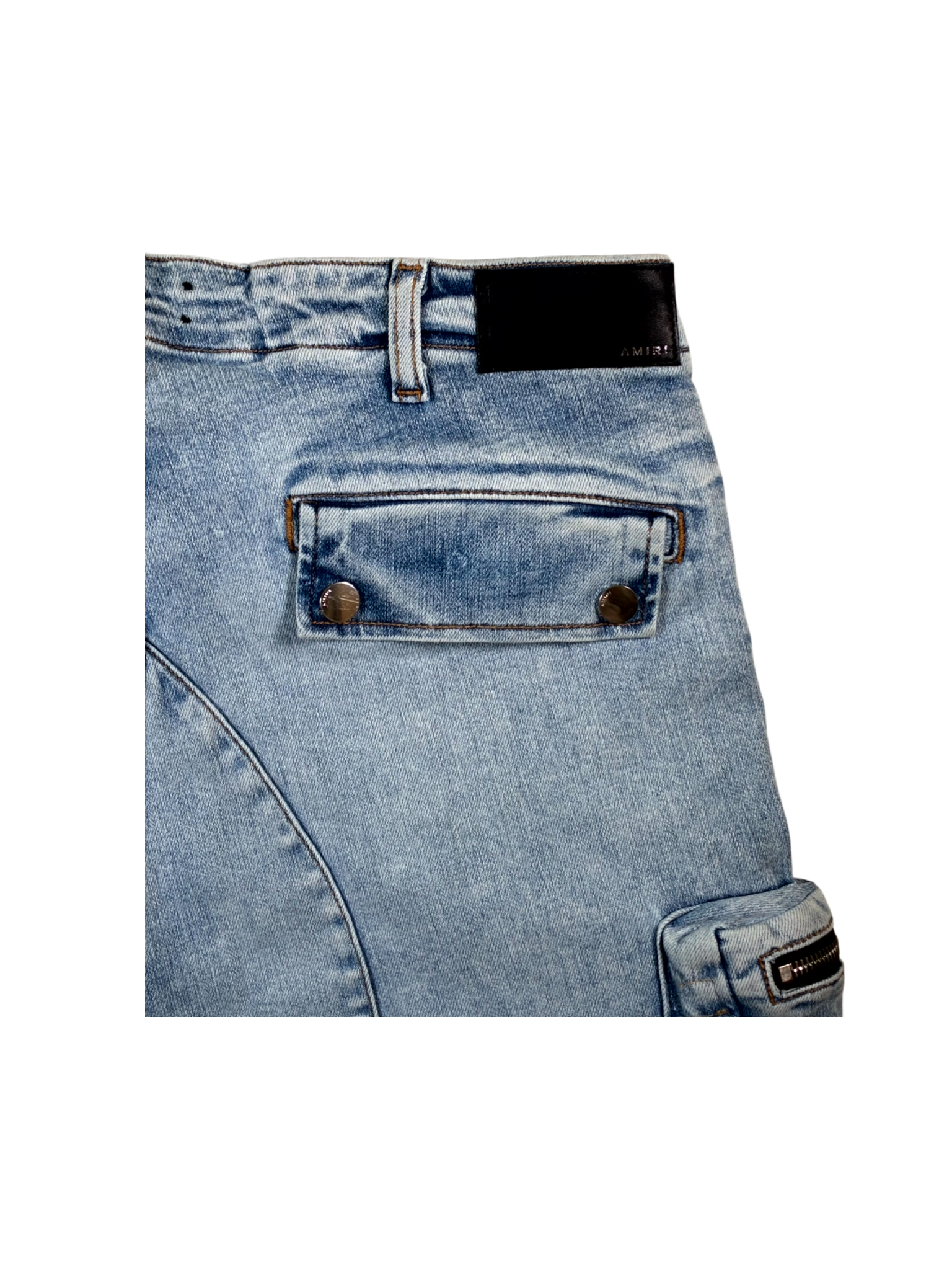 Amiri Tactical Denim Light Wash Cargo Pants