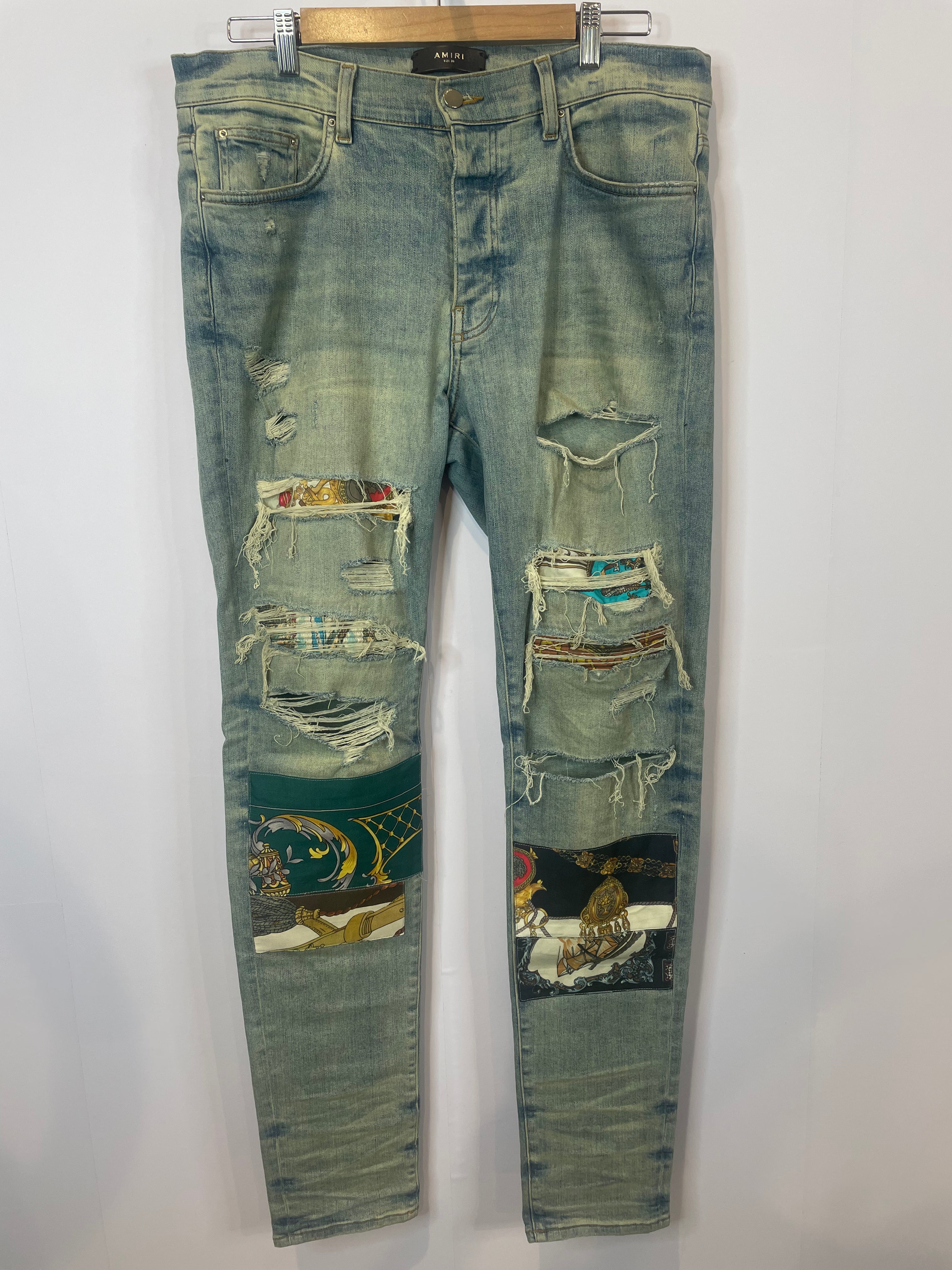 Amiri Jeans Light Wash Art Patchwork Used 36