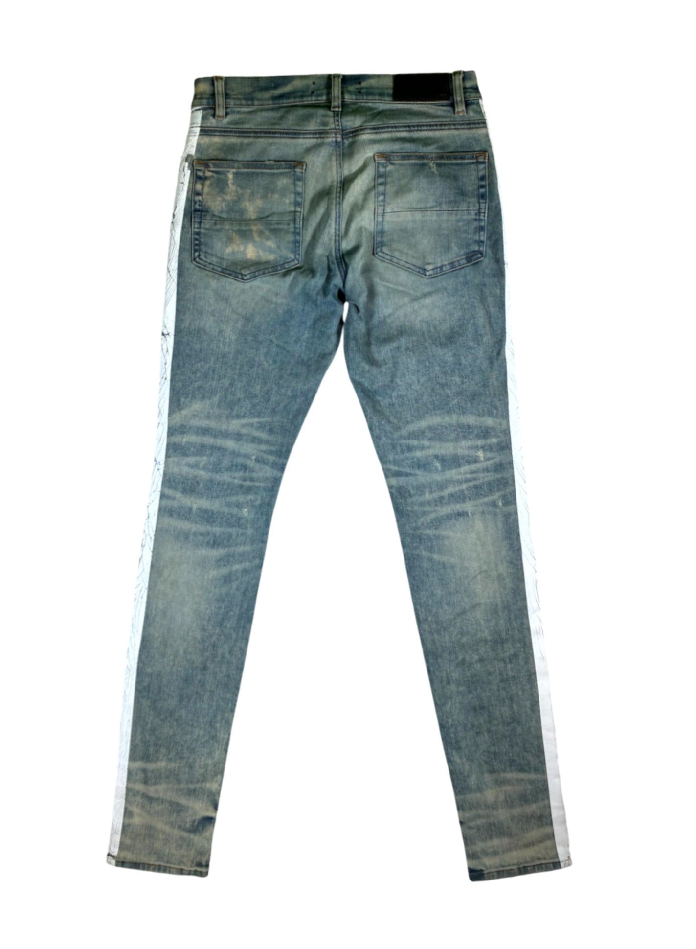 Amiri Stripe Light Wash & White Jeans