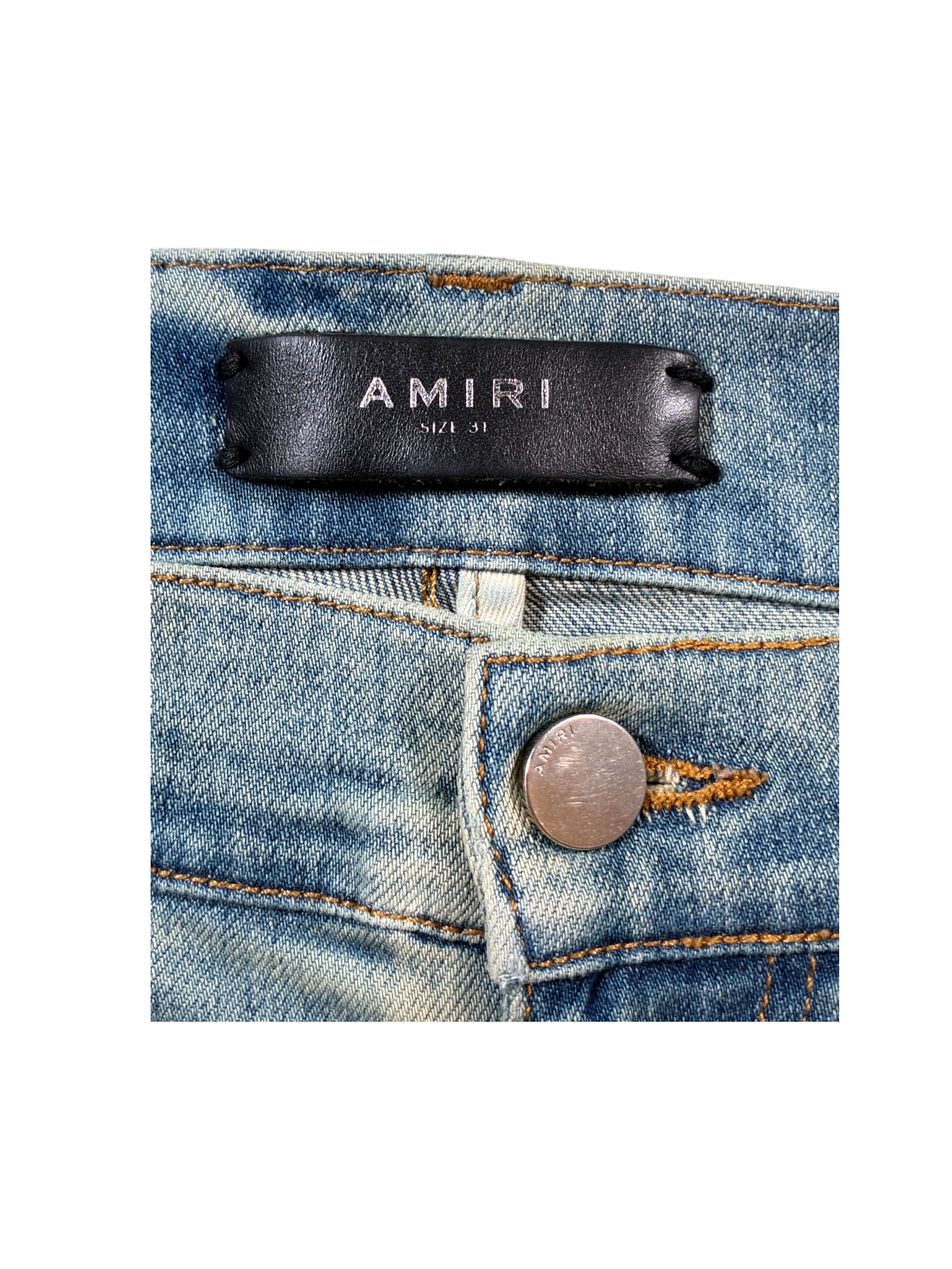Amiri Stripe Light Wash & White Jeans