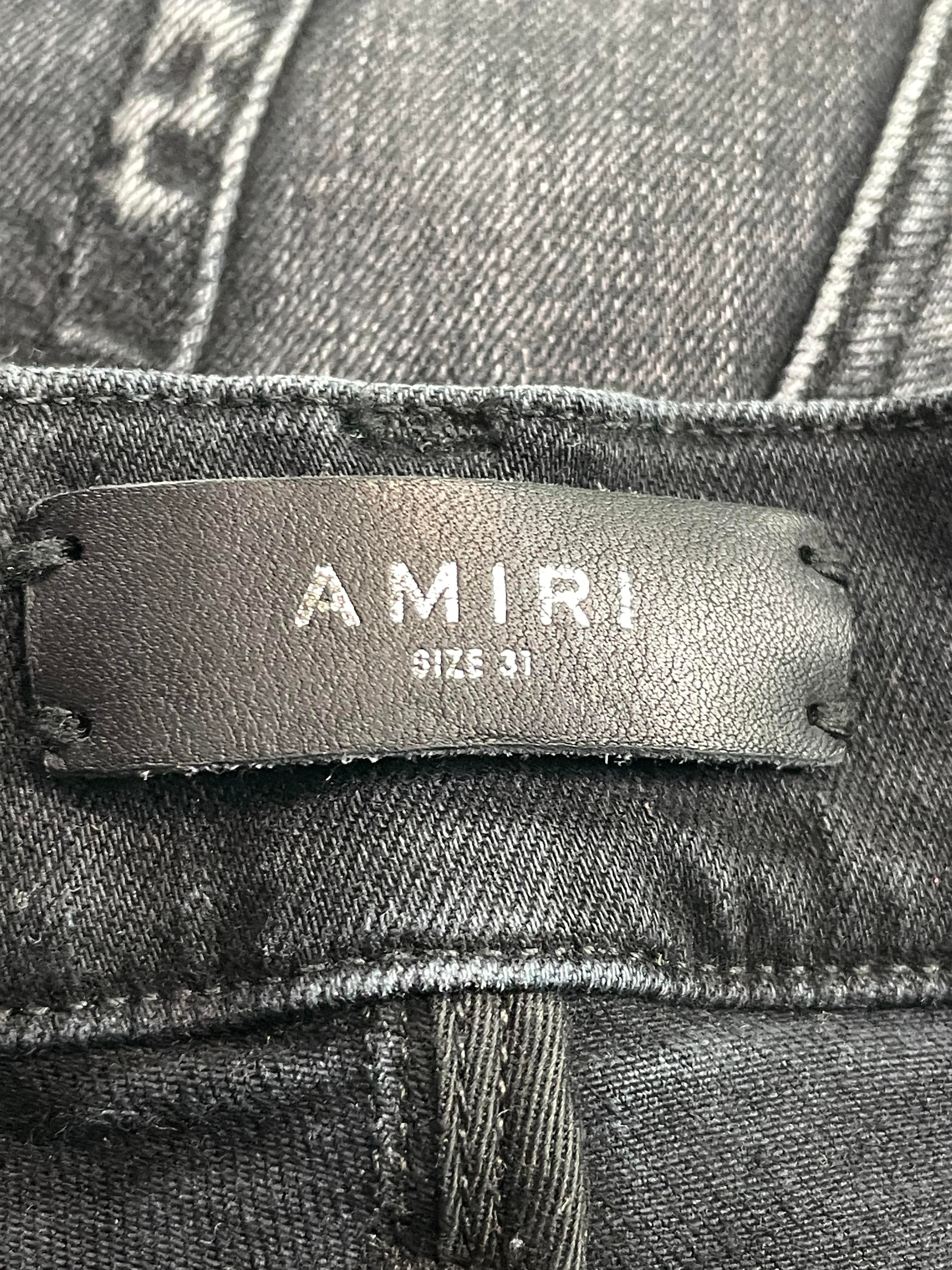 Amiri Jeans Black Halloween Paisley Patchwork