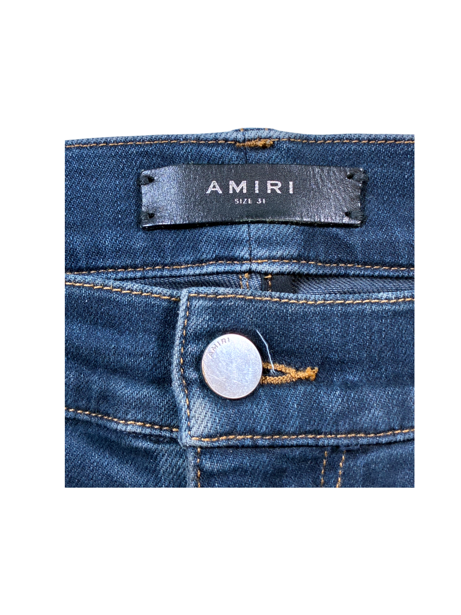 Amiri OG Leather Patch Dark Wash & Black Jeans