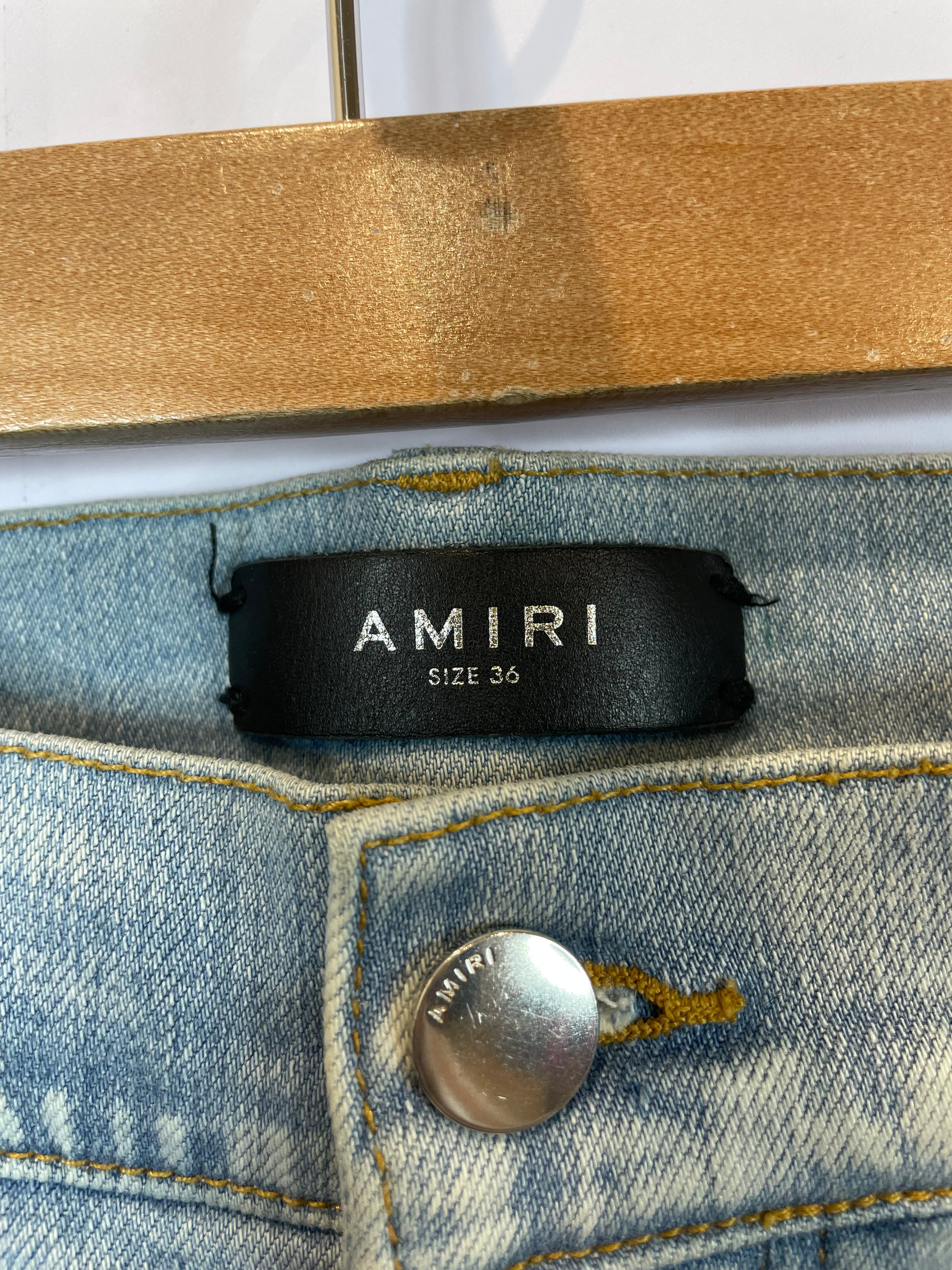 Amiri MX1 Light Wash Camo Patch Used 36