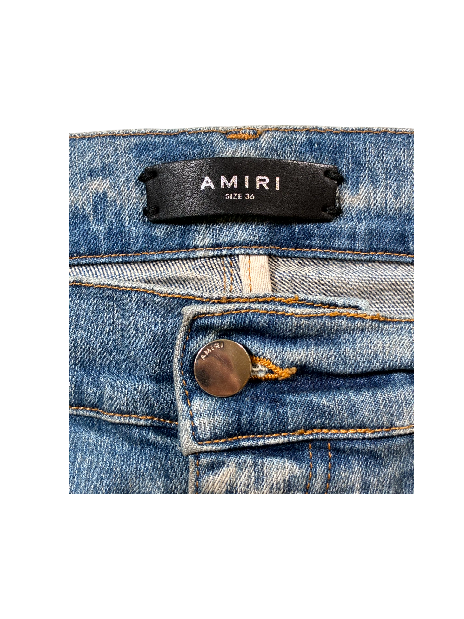 Amiri Thrasher Patch Light Wash & Orange Jeans