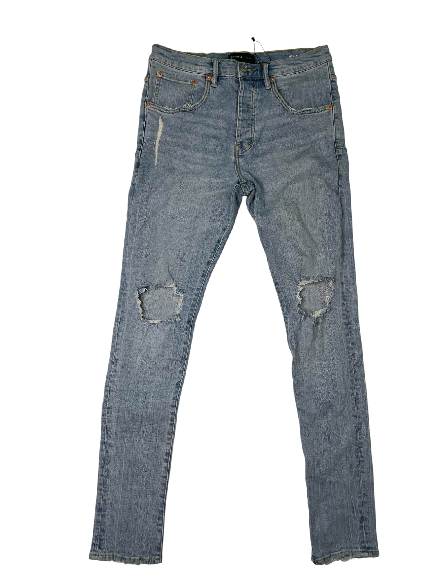 Purple Brand Knee Ripped Light Wash Jeans