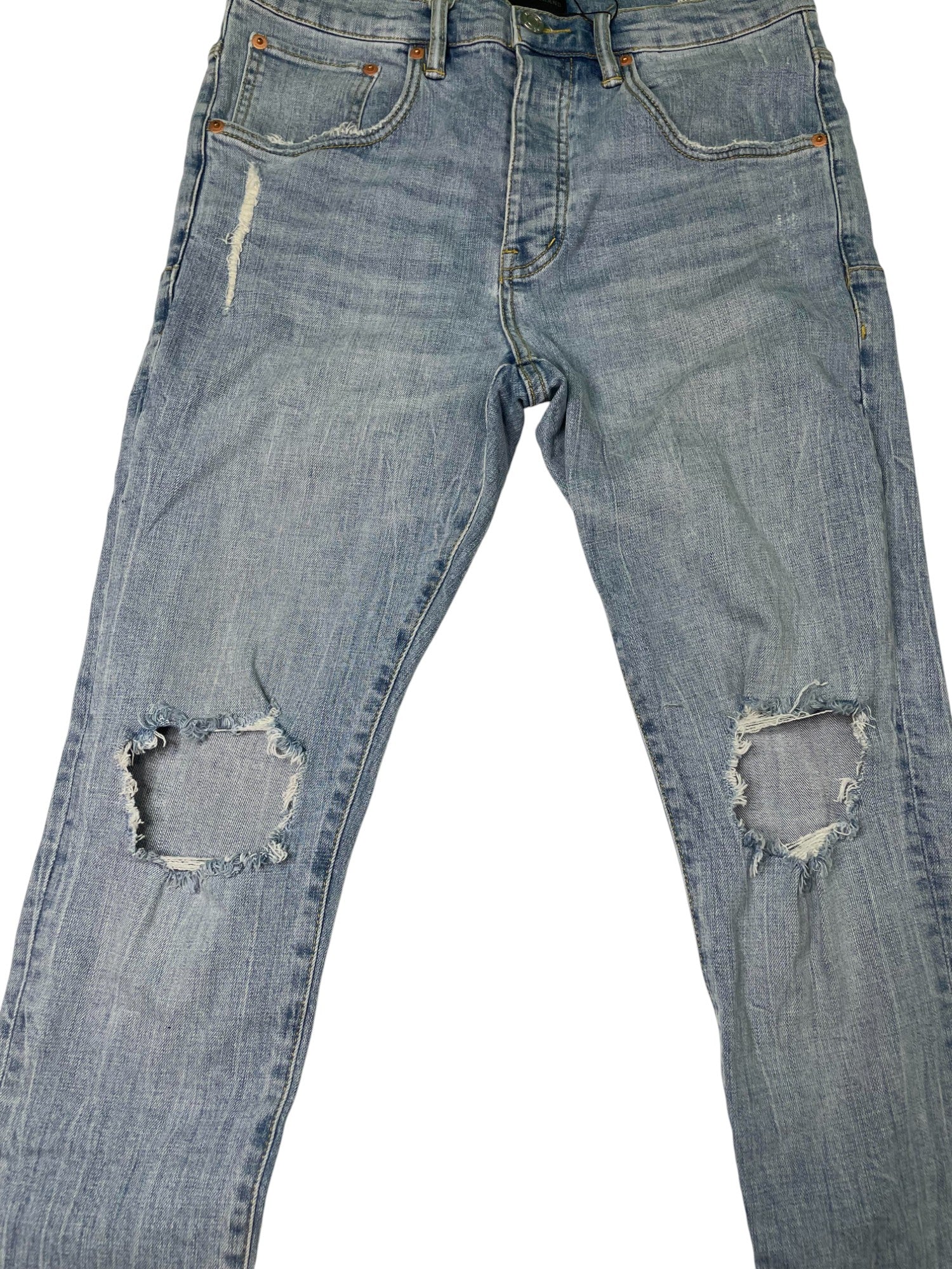 Purple Brand Knee Ripped Light Wash Jeans