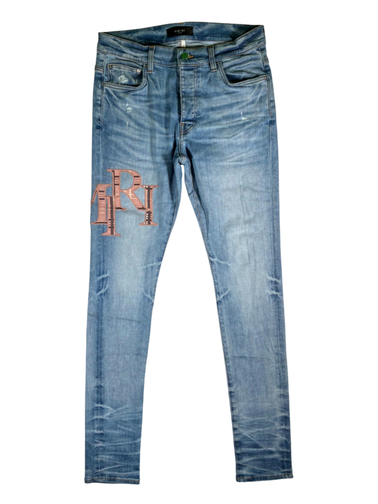 Amiri "Side Logo" Light Wash & Pink Jeans