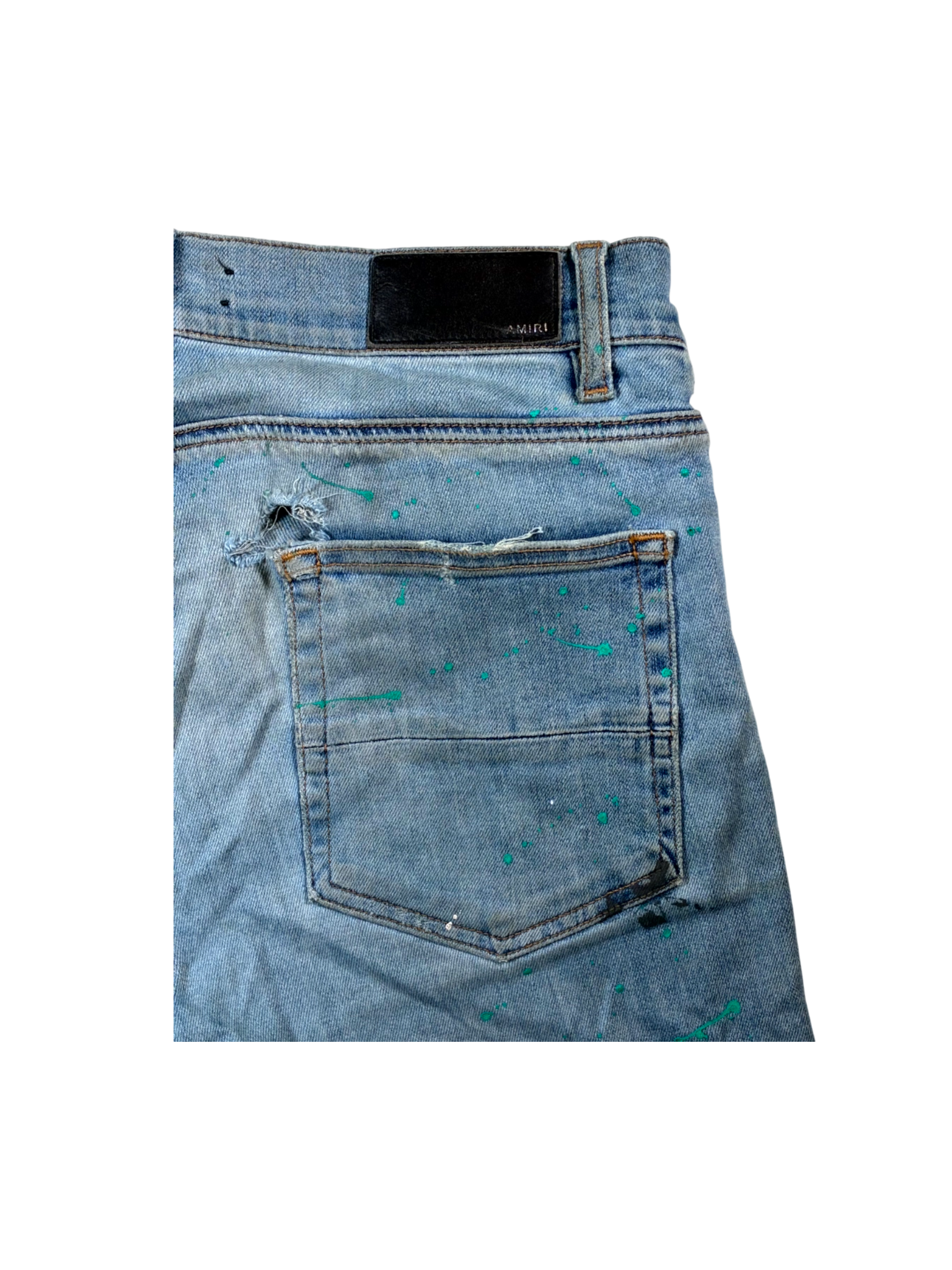 Amiri Splatter Paint Light Wash Jeans