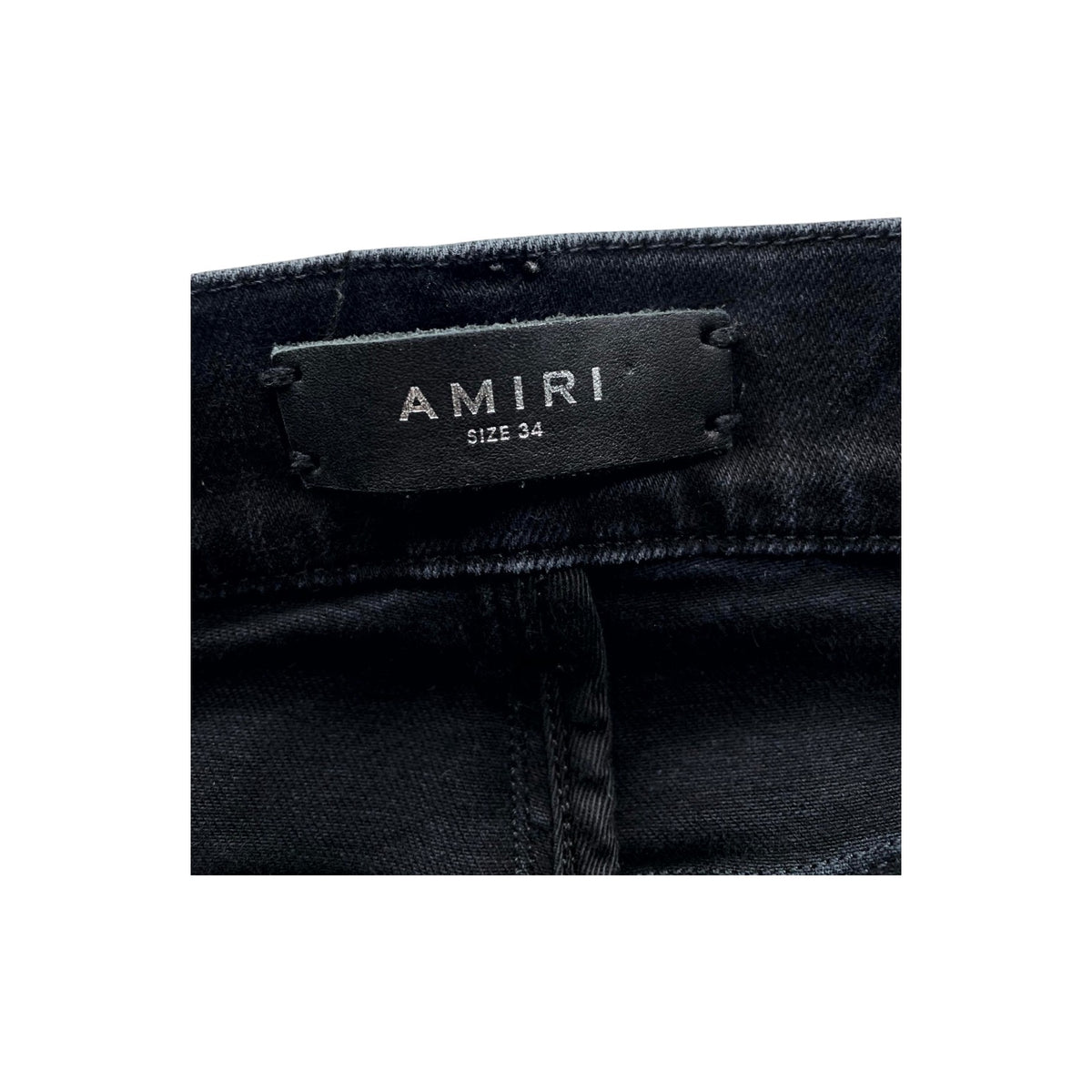 Amiri "MX1" Camo Leather Patch Black Wash Jeans
