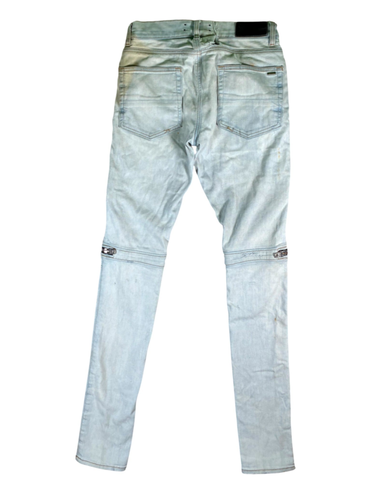 Amiri MX2 Light Wash, Black & White Paisley Jeans