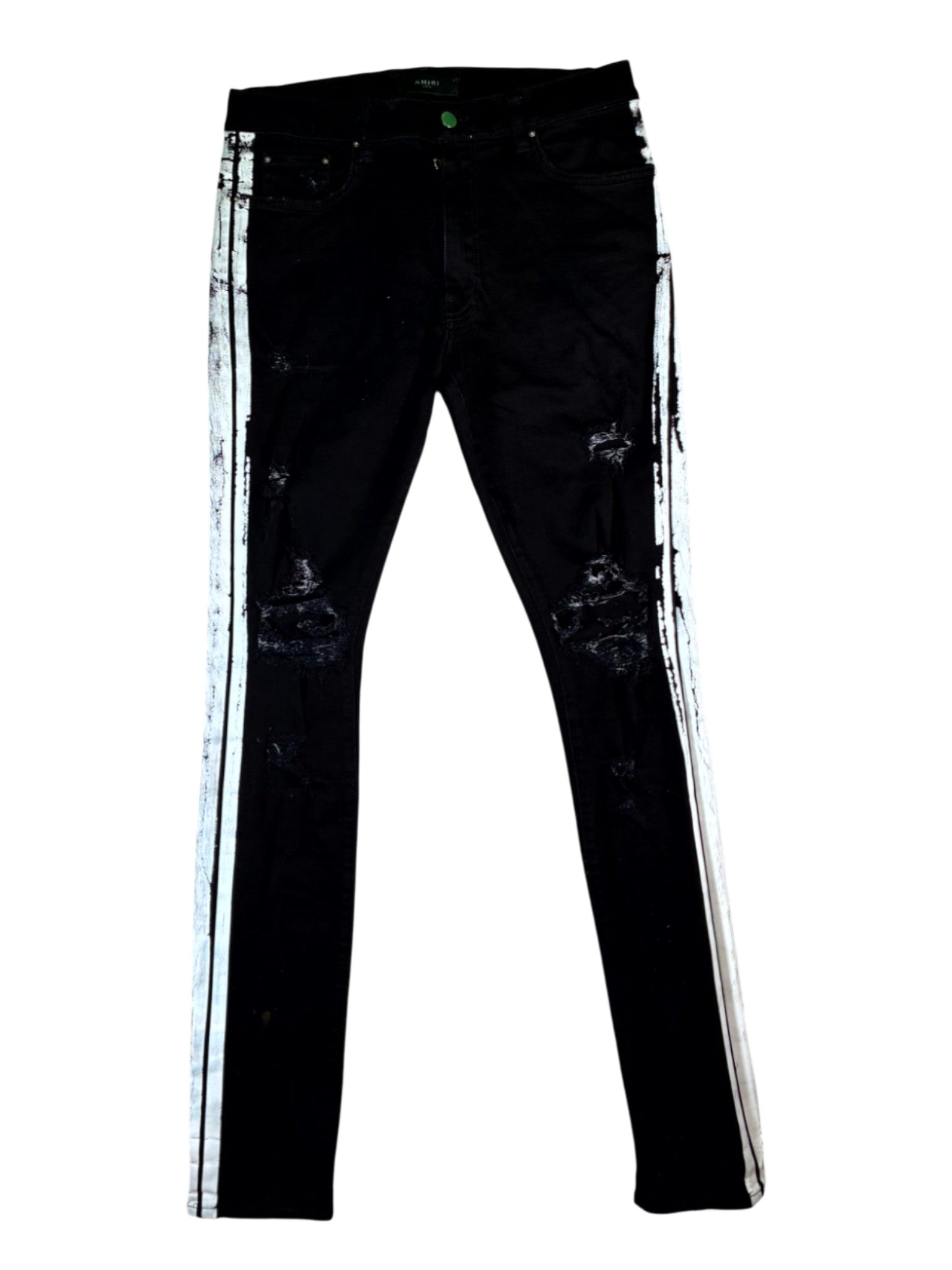 Amiri Stripe Used Jeans  Black & White Jeans